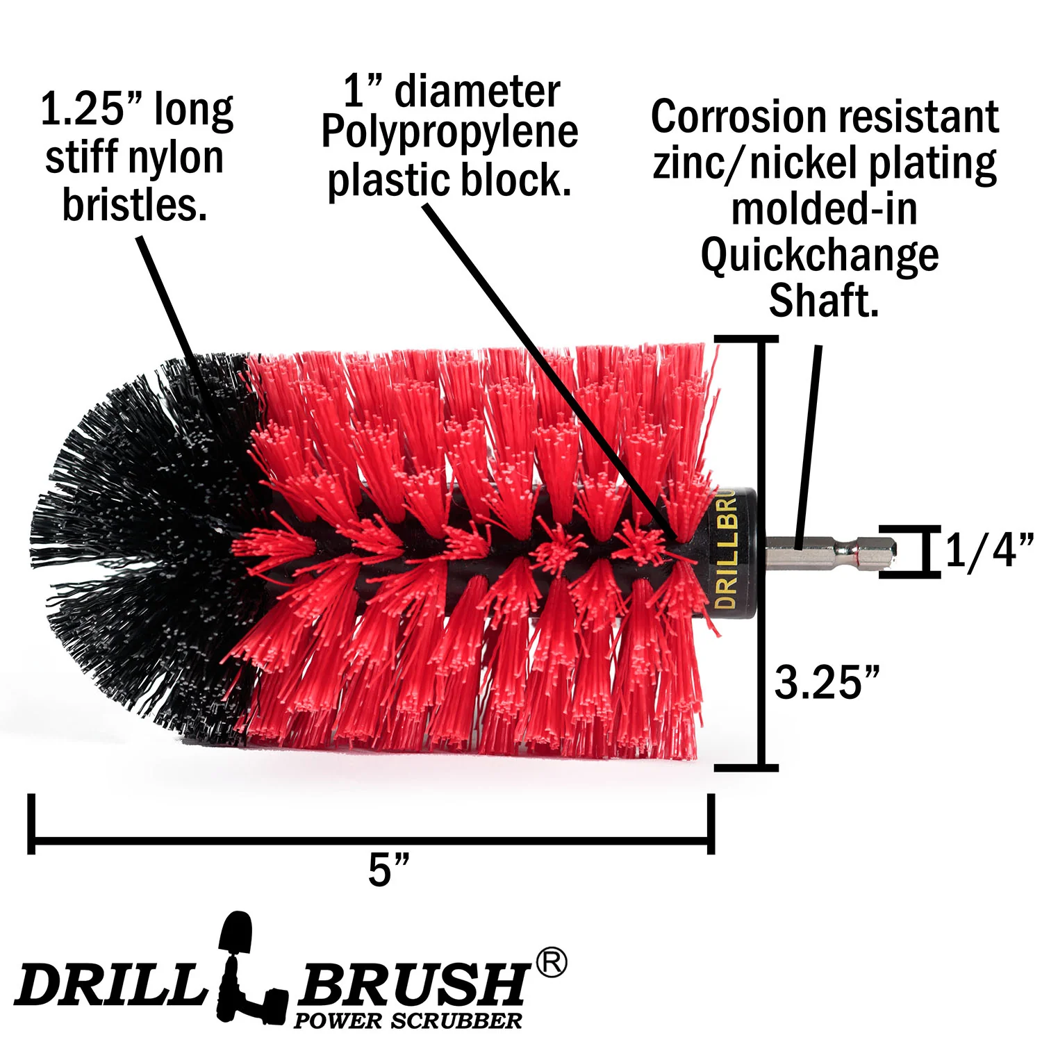 Jumbo Original Red Brush - Stiff Bristles - Bullet Shaped - Masonry & Lawn Furniture | J-S-R-QC-DB - Image 3
