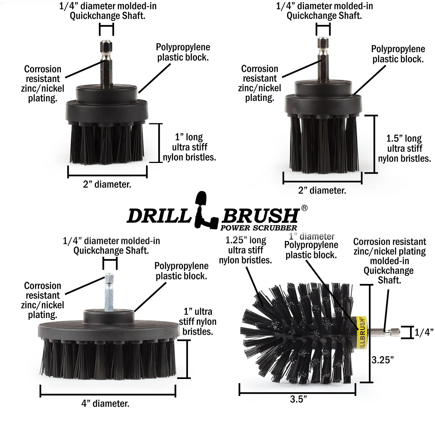 Original, 4in, 2in, & 2in-L Brushes - Ultra Stiff - Heavy Duty & Grill Cleaning | K-42OS-2L-QC-DB - Image 5