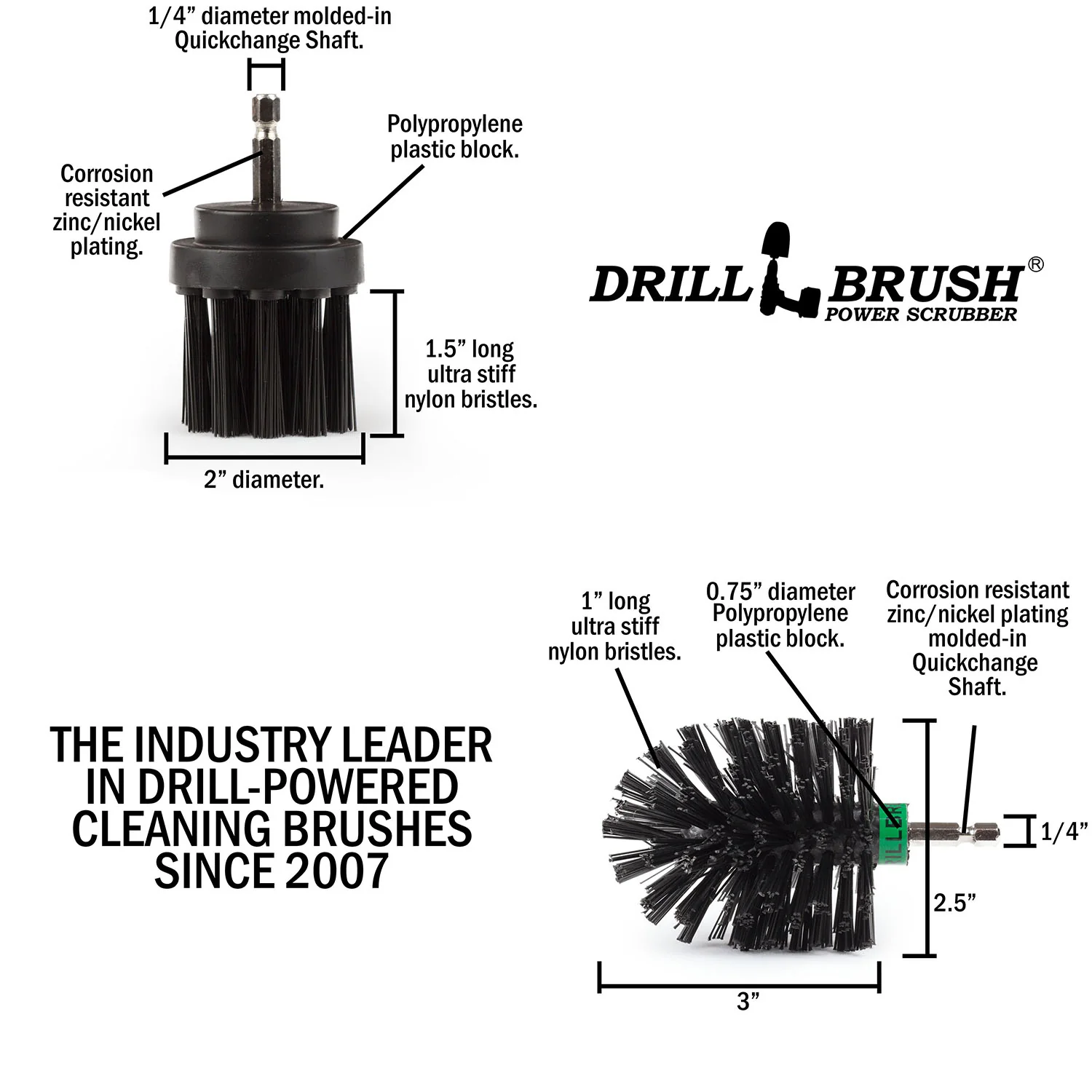 Mini & 2in-L Black Brushes - Ultra Stiff - Heavy Duty & Grill Cleaning | K-MS-2L-QC-DB - Image 5