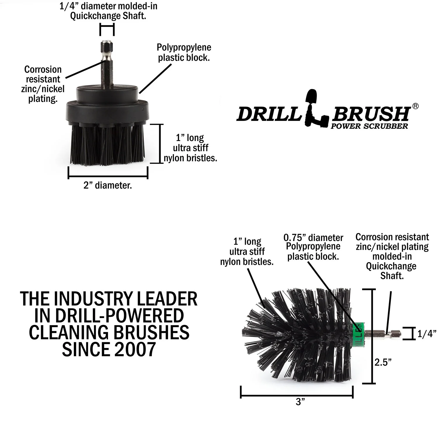 Mini & 2in Black Brushes - Ultra Stiff - Heavy Duty & Grill Cleaning | K-S-2M-QC-DB - Image 5
