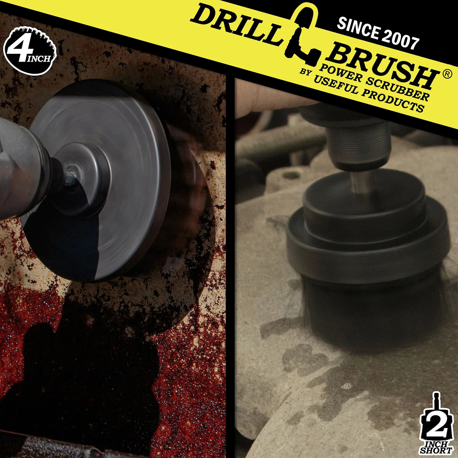 4in & 2in Black Brushes - Ultra Stiff Bristles - Heavy Duty & Grill Cleaning | K-S-42-QC-DB - Image 4