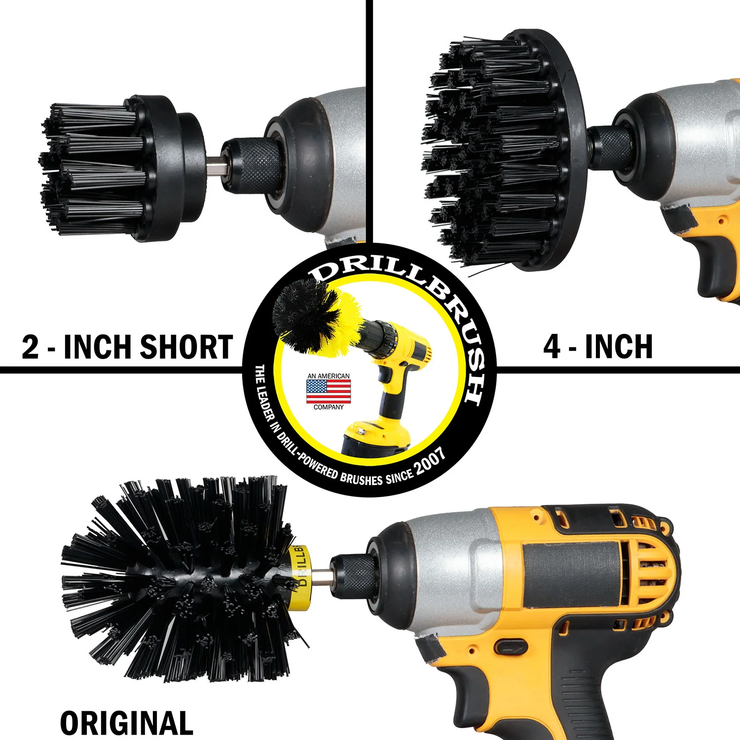 Original, 4in, and 2in Black Brushes - Ultra Stiff - Heavy Duty & Grill Cleaning | K-S-42O-QC-DB - Image 3