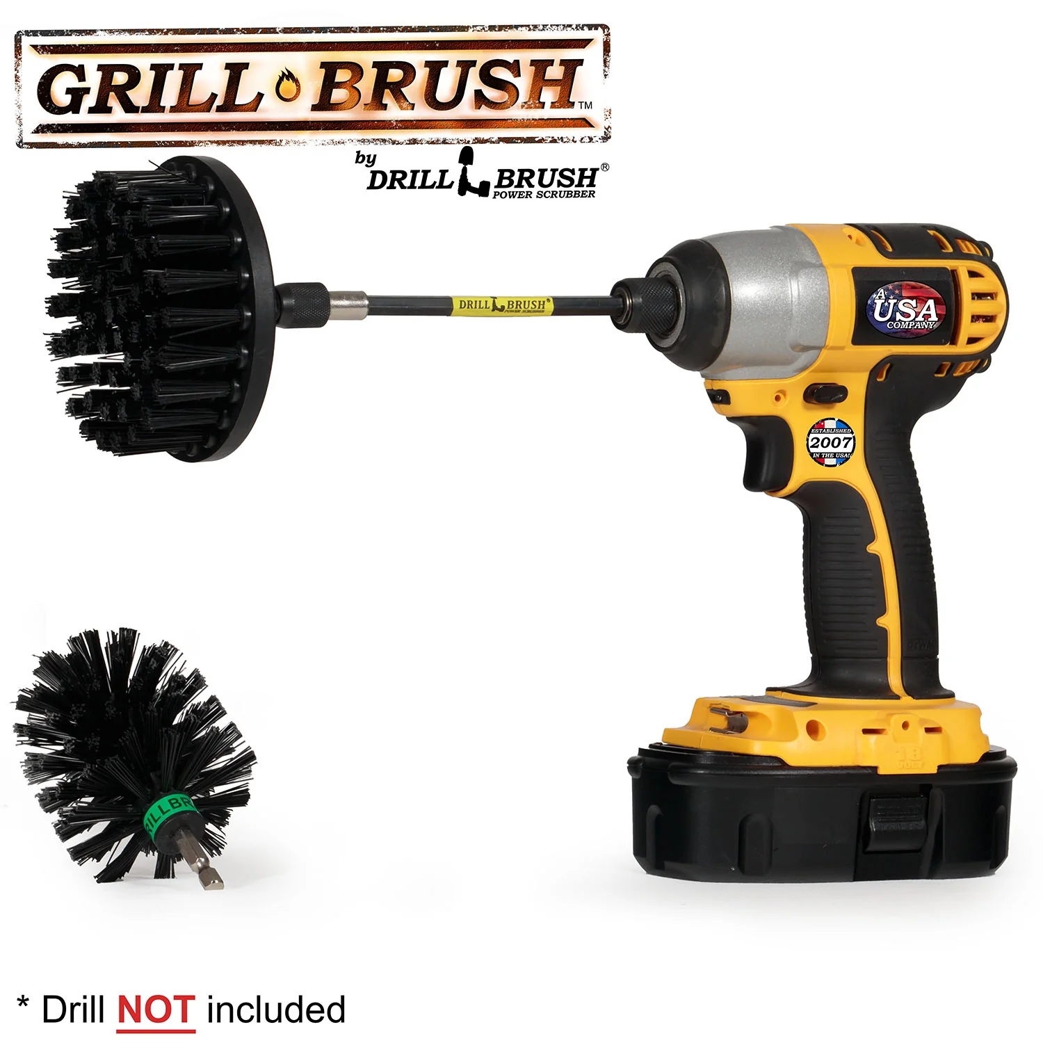 Mini & 4in Brushes w/ 5in Extension - Ultra Stiff - Heavy Duty & Grill Cleaning | K-S-4M-5X-QC-DB - Image 3