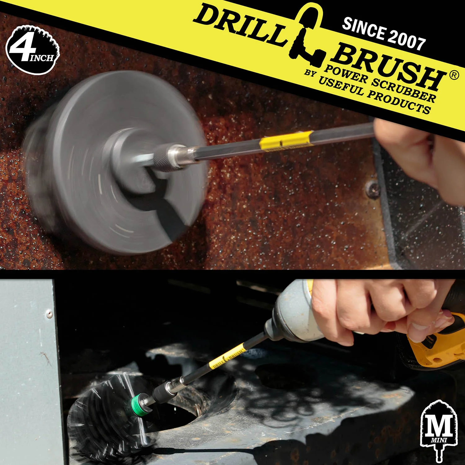 Mini & 4in Brushes w/ 5in Extension - Ultra Stiff - Heavy Duty & Grill Cleaning | K-S-4M-5X-QC-DB - Image 4