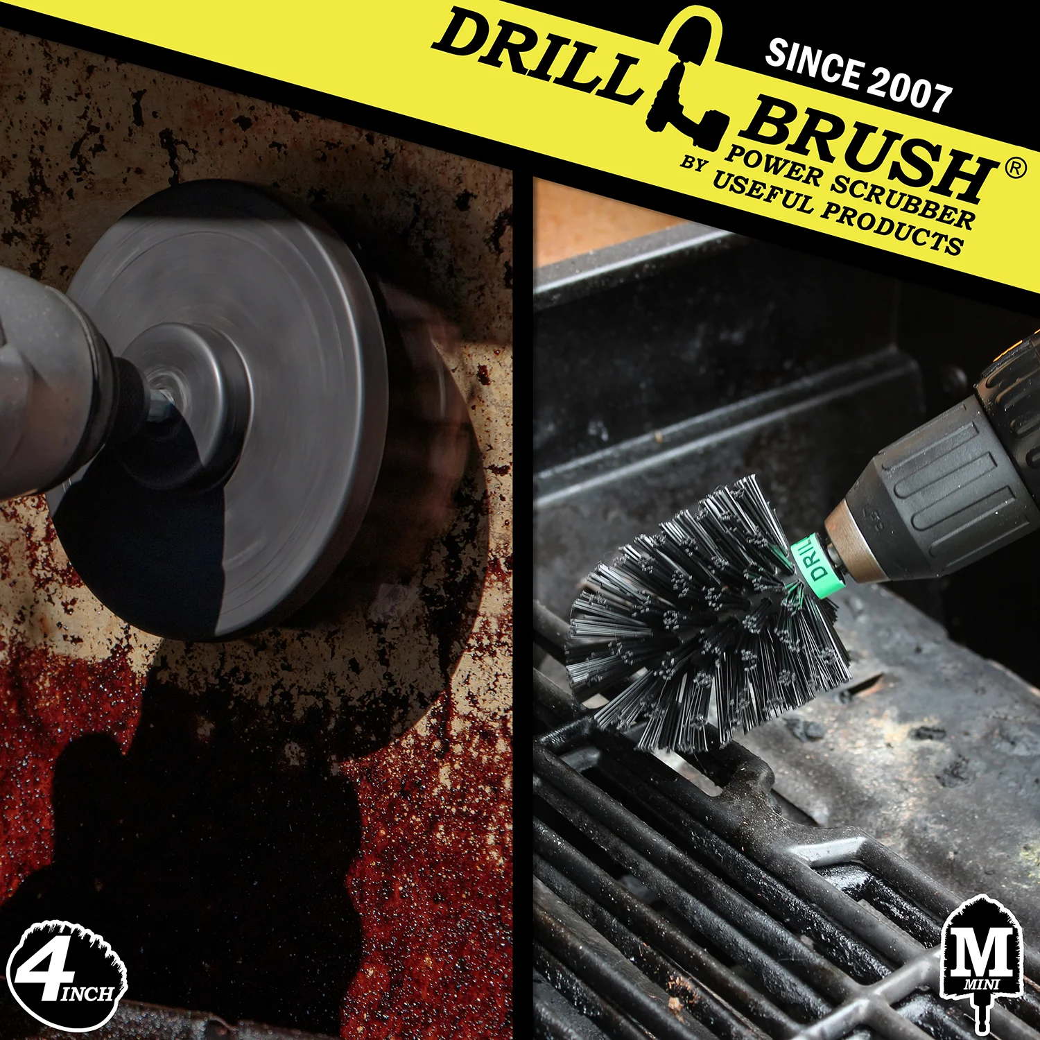 Mini & 4in Brushes - Ultra Stiff Bristles - Heavy Duty & Grill Cleaning | K-S-4M-QC-DB - Image 4