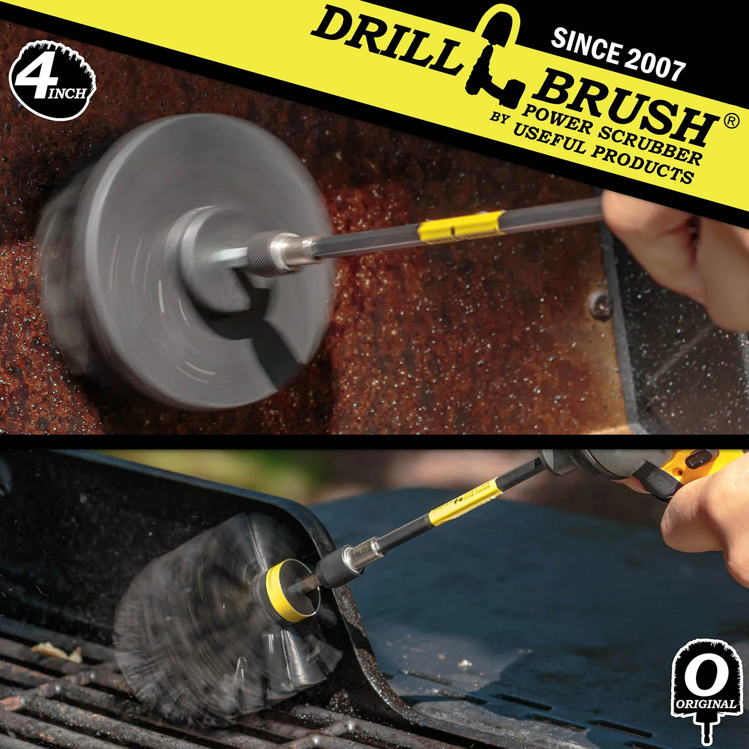 Original & 4in Brushes w/5in Extension - Ultra Stiff - Heavy Duty & Grill Cleaning | K-S-4O-5X-QC-DB - Image 4