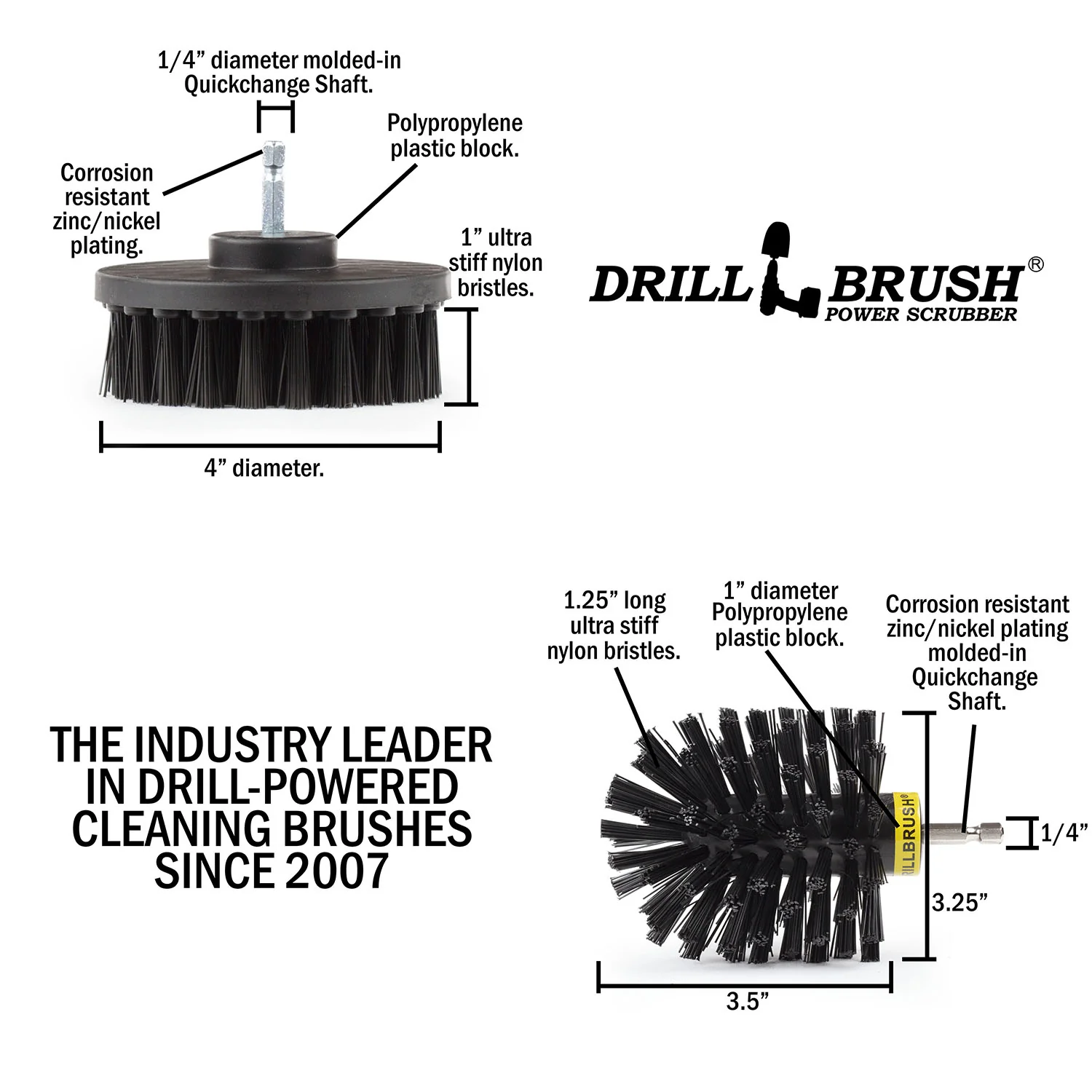 Original & 4in Black Brushes - Ultra Stiff Bristles - Heavy Duty & Grill Cleaning | K-S-4O-QC-DB - Image 5
