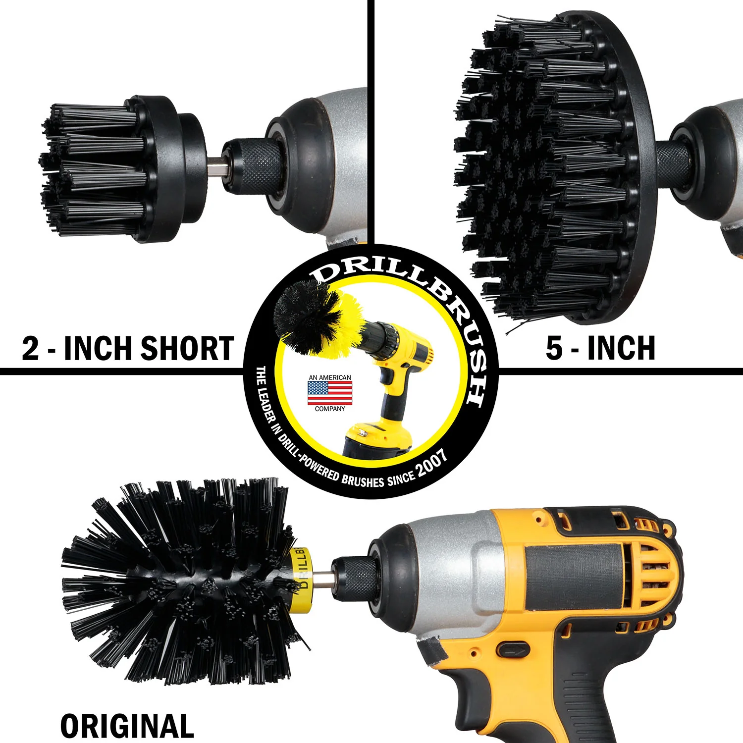 Original, 5in, & 2in Black Brushes - Ultra Stiff - Heavy Duty & Grill Cleaning | K-S-52O-QC-DB - Image 3