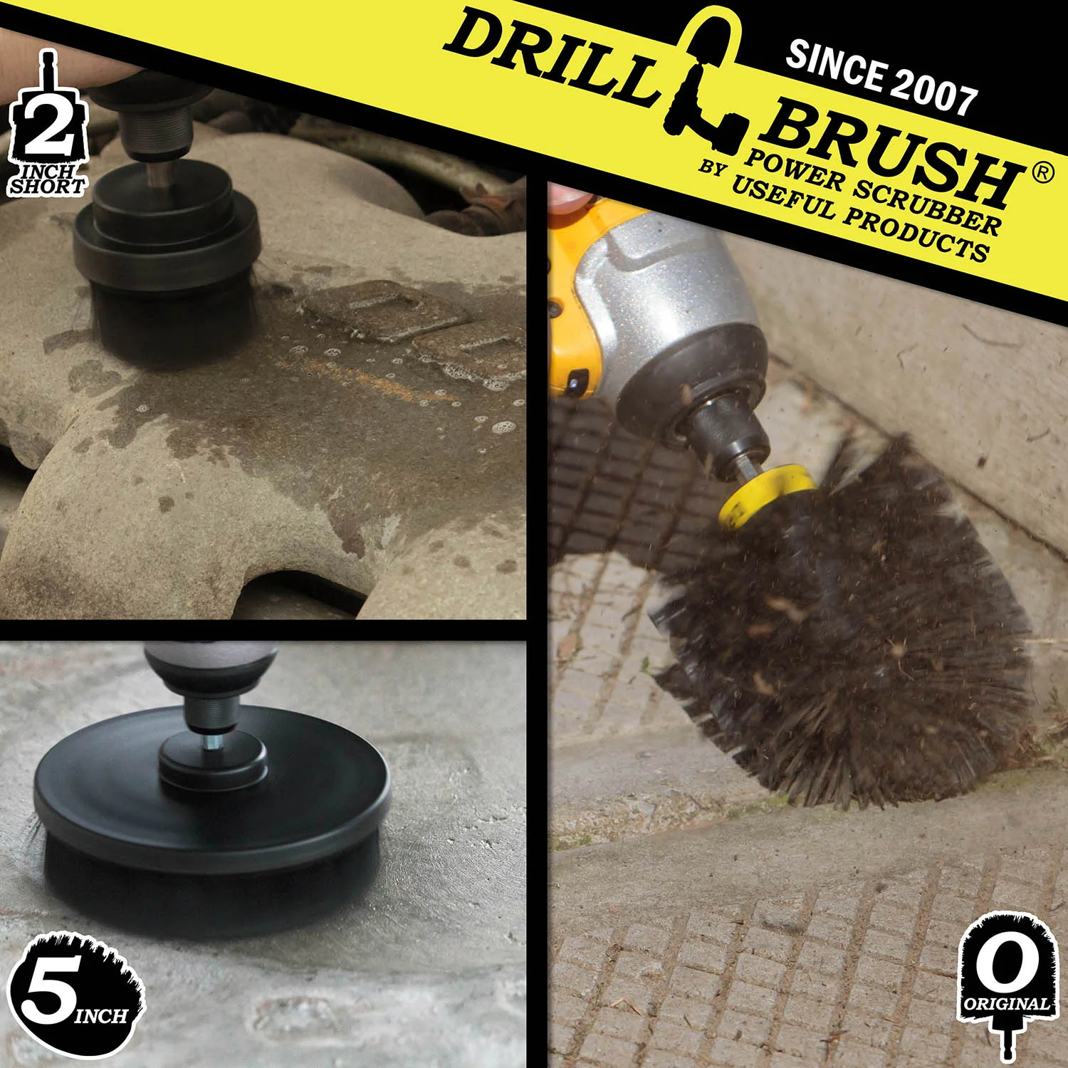 Original, 5in, & 2in Black Brushes - Ultra Stiff - Heavy Duty & Grill Cleaning | K-S-52O-QC-DB - Image 4