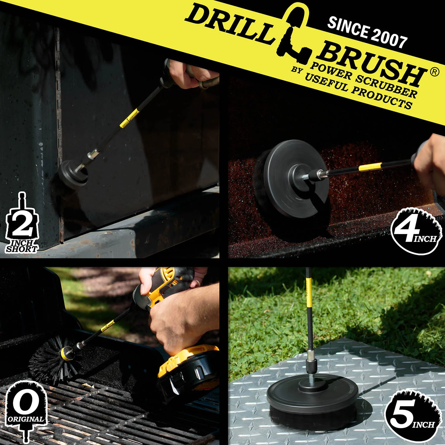 Original, 5in, 4in, & 2in Black Brushes w/ 7in Ext. - Heavy Duty & Grill | K-S-542O-7X-QC-DB - Image 4