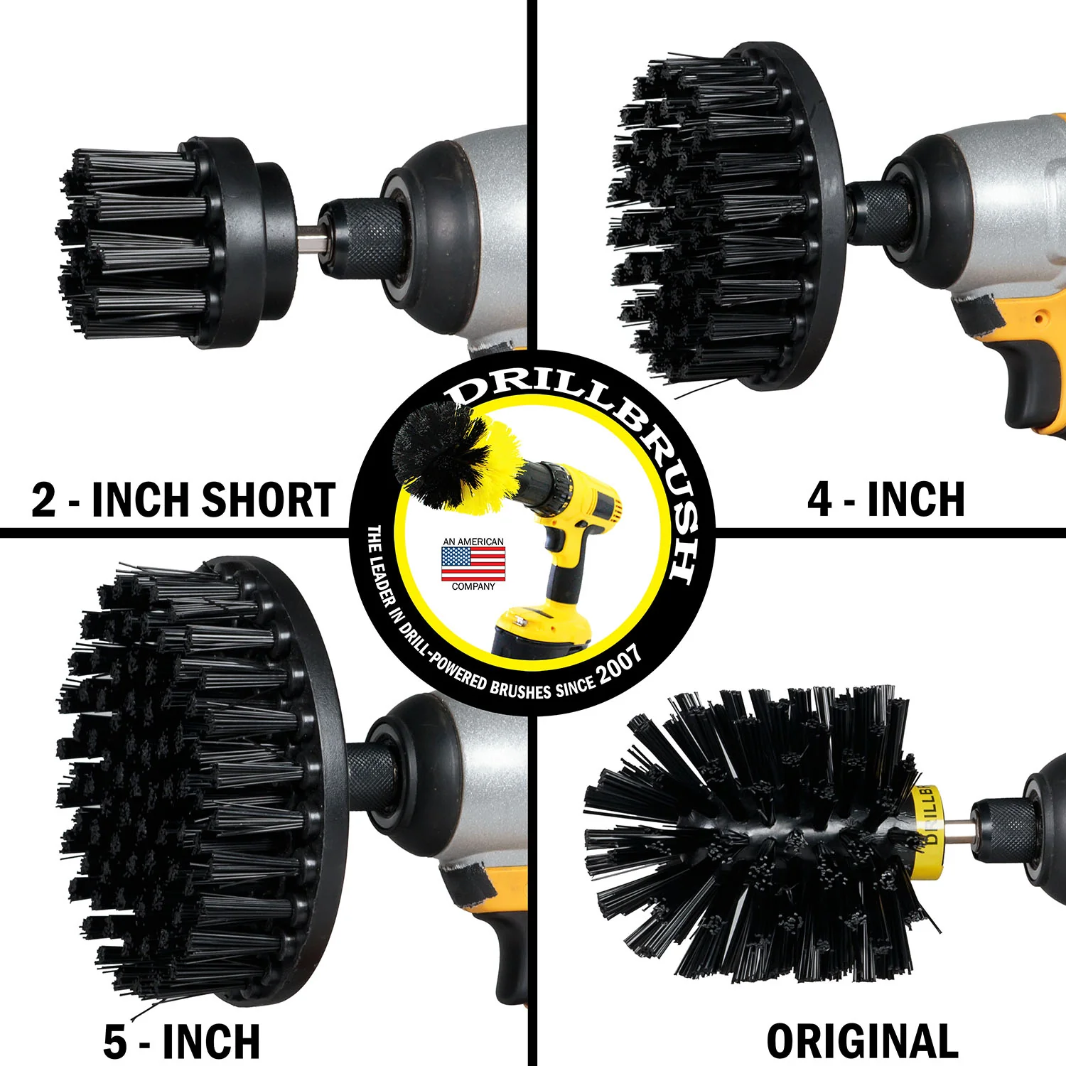 Original, 5in, 4in, & 2in Black Brushes - Ultra Stiff - Heavy Duty & Grill Cleaning | K-S-542O-QC-DB - Image 3