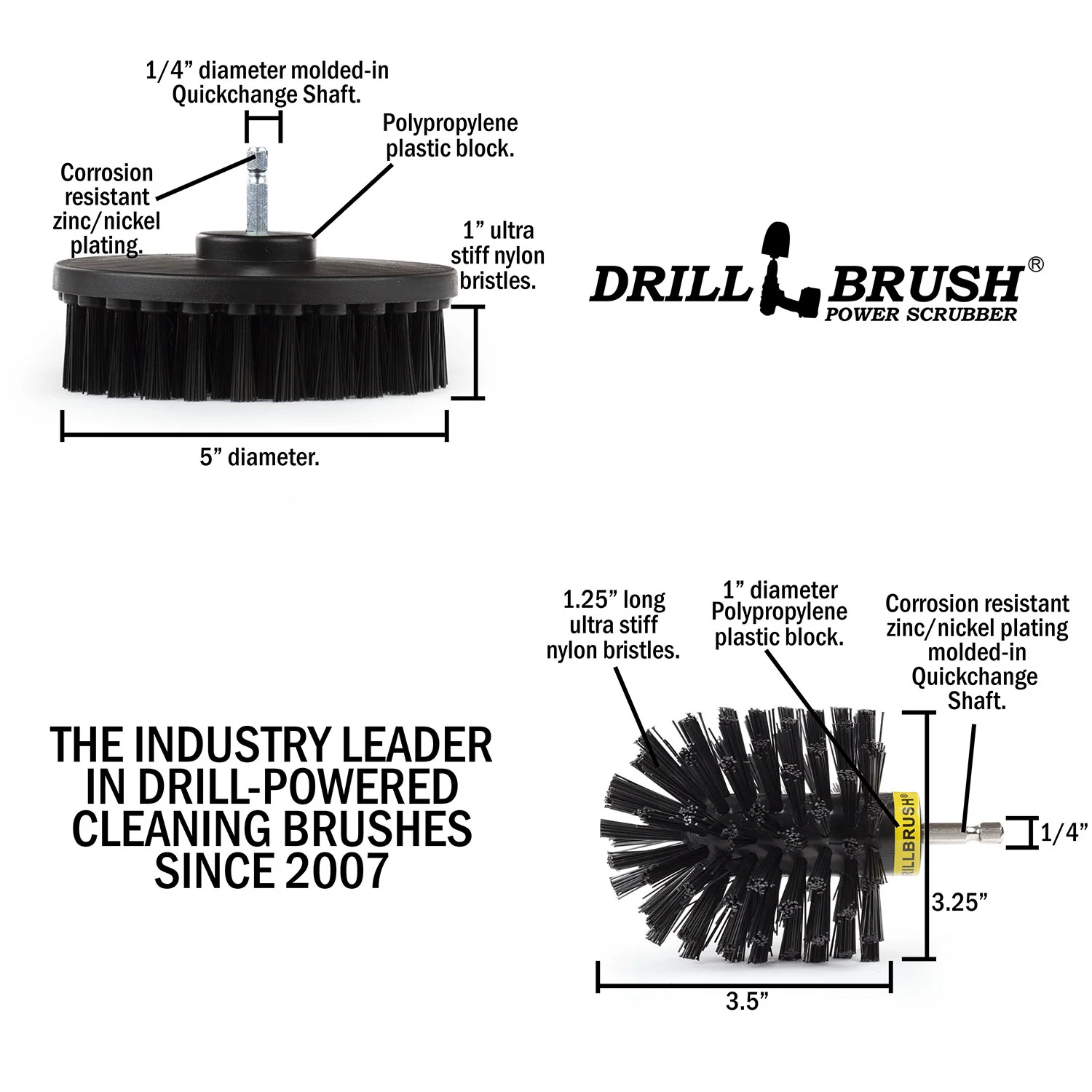 Original & 5in Black Brushes - Ultra Stiff Bristles - Heavy Duty & Grill Cleaning | K-S-5O-QC-DB - Image 5
