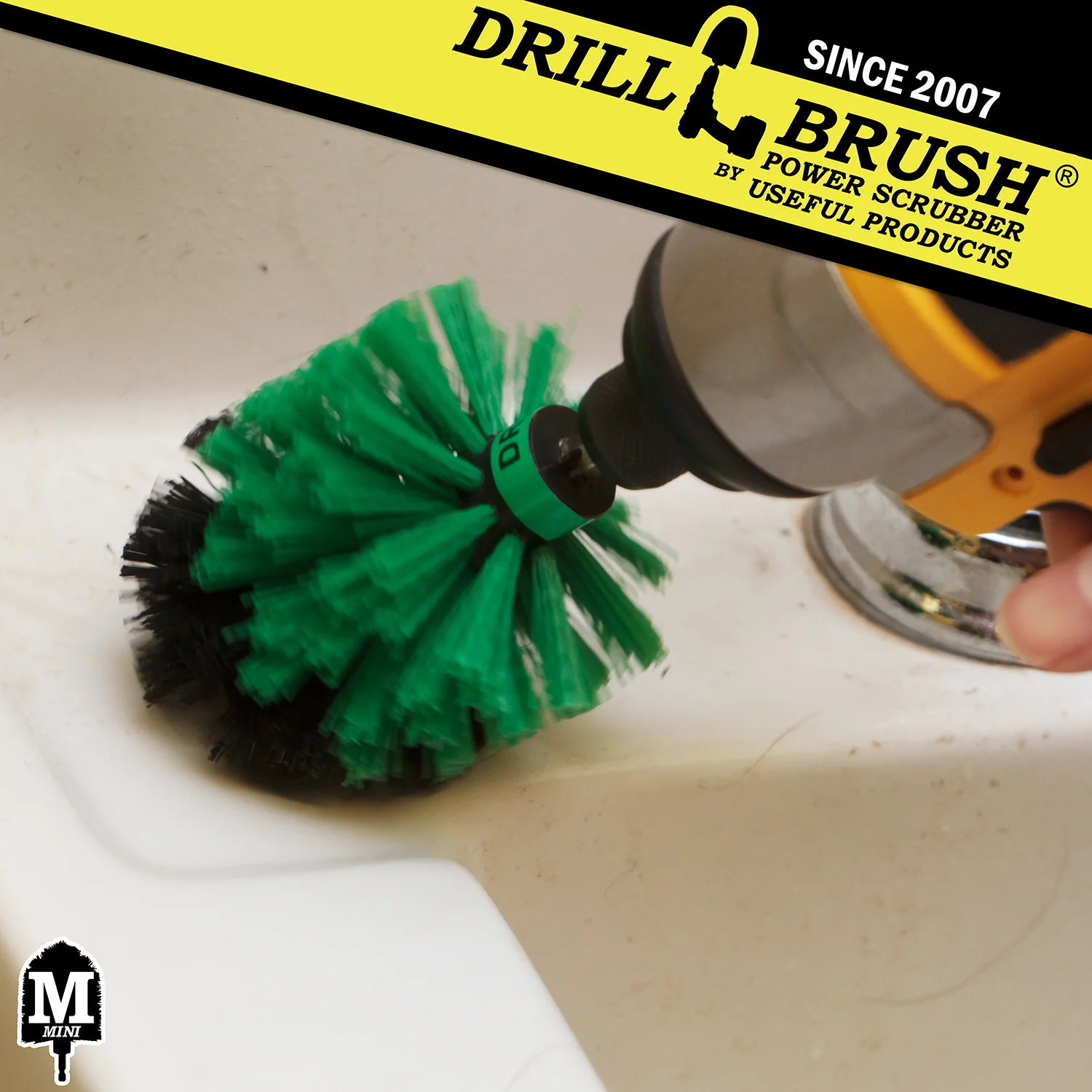 Mini Green Brush - Medium Stiffness - Bullet Shaped - Kitchen Sink & Fixture Cleaning | M-S-G-QC-DB - Image 3