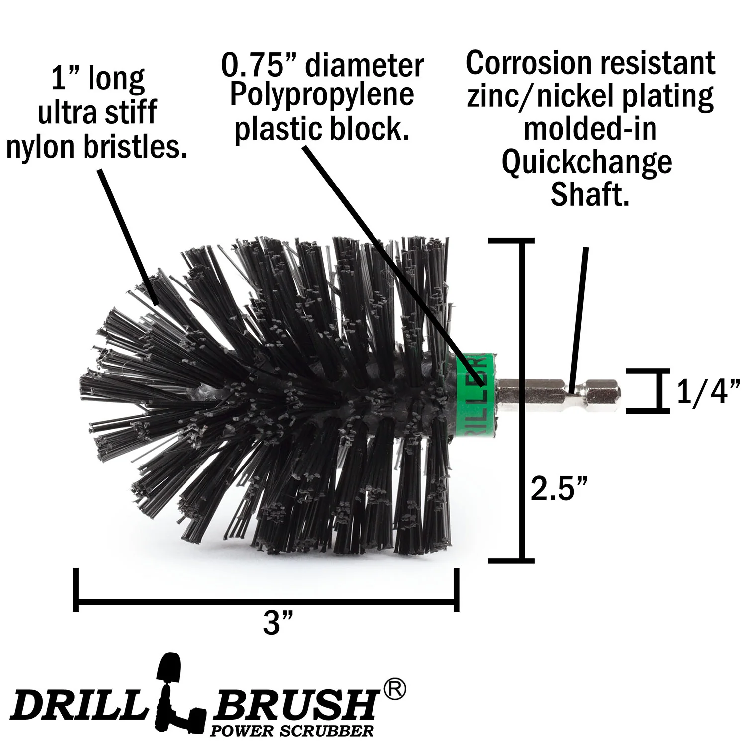 Mini Black Brush - Ultra Stiff - Bullet Shaped - Concrete Cleaning & Paint Removal | M-S-K-QC-DB - Image 4