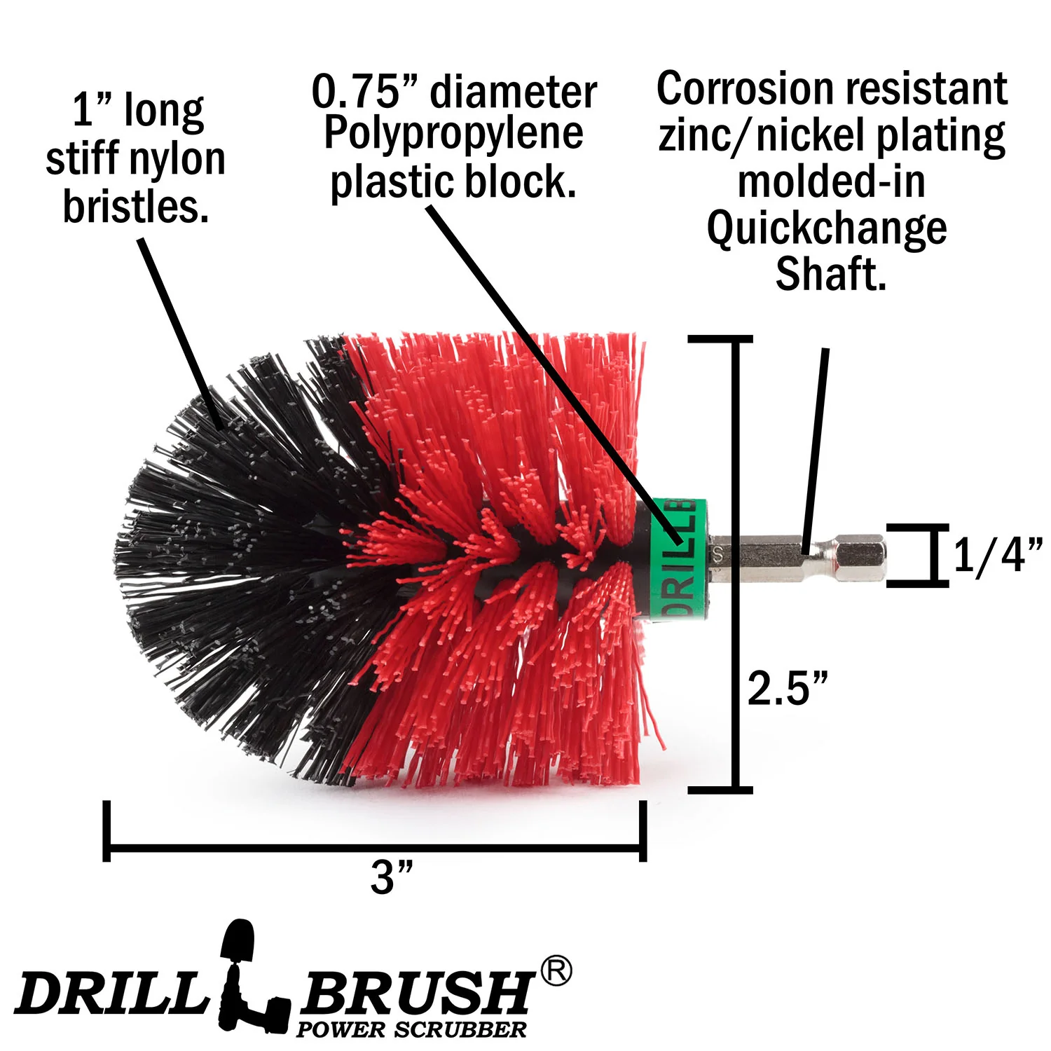 Mini Red Brush - Stiff Bristles - Bullet Shaped - Masonry & Lawn Furniture Cleaning | M-S-R-QC-DB - Image 4