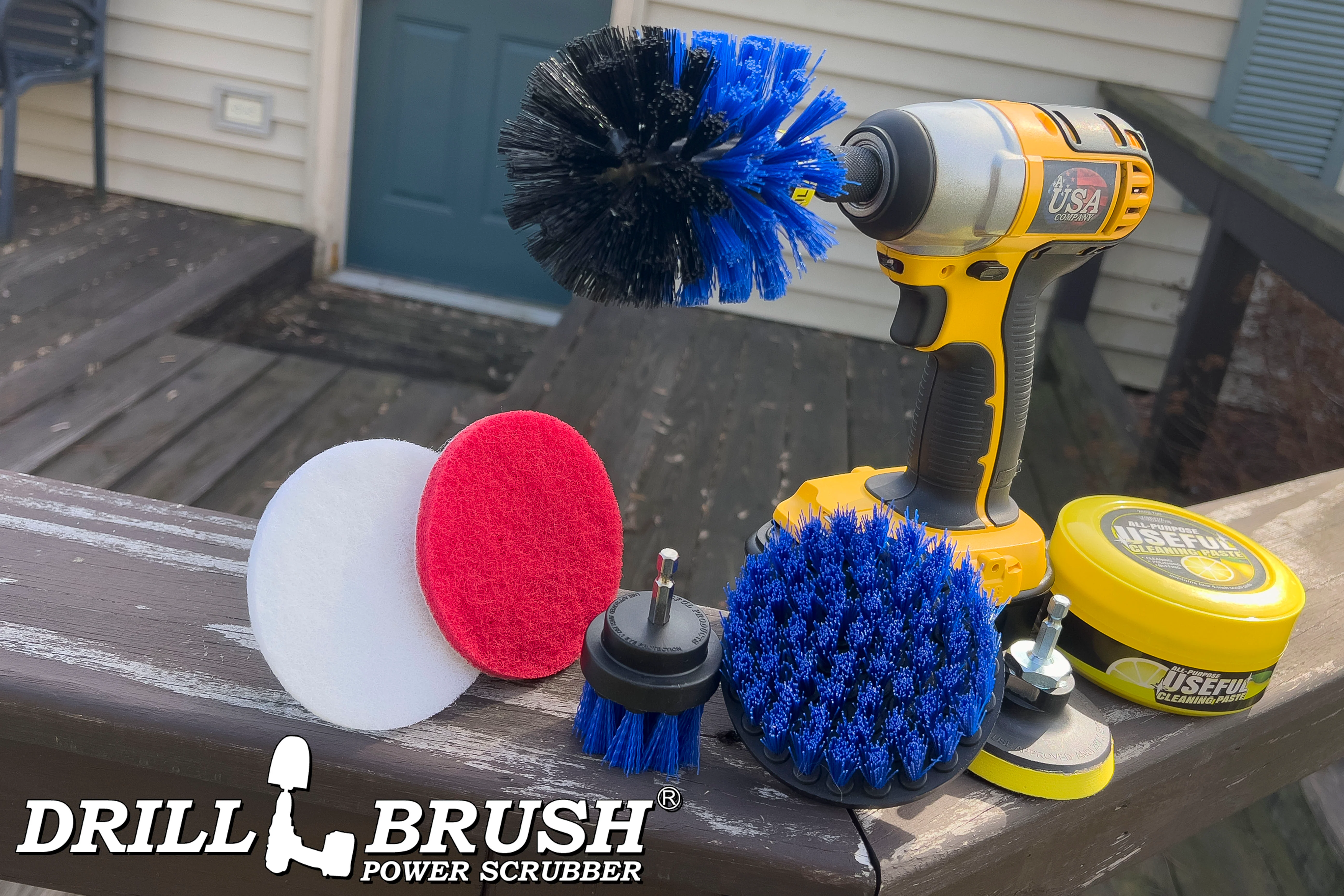 Medium Blue 4in, 2in Short, & Original Brush Kit with Useful All-Purpose Cleaning Paste Bundle - Medium Bristles - 260g Multi-Purpose Cleaning Paste | B-S-42O-3V-QC-DB-UP1 - Image 7