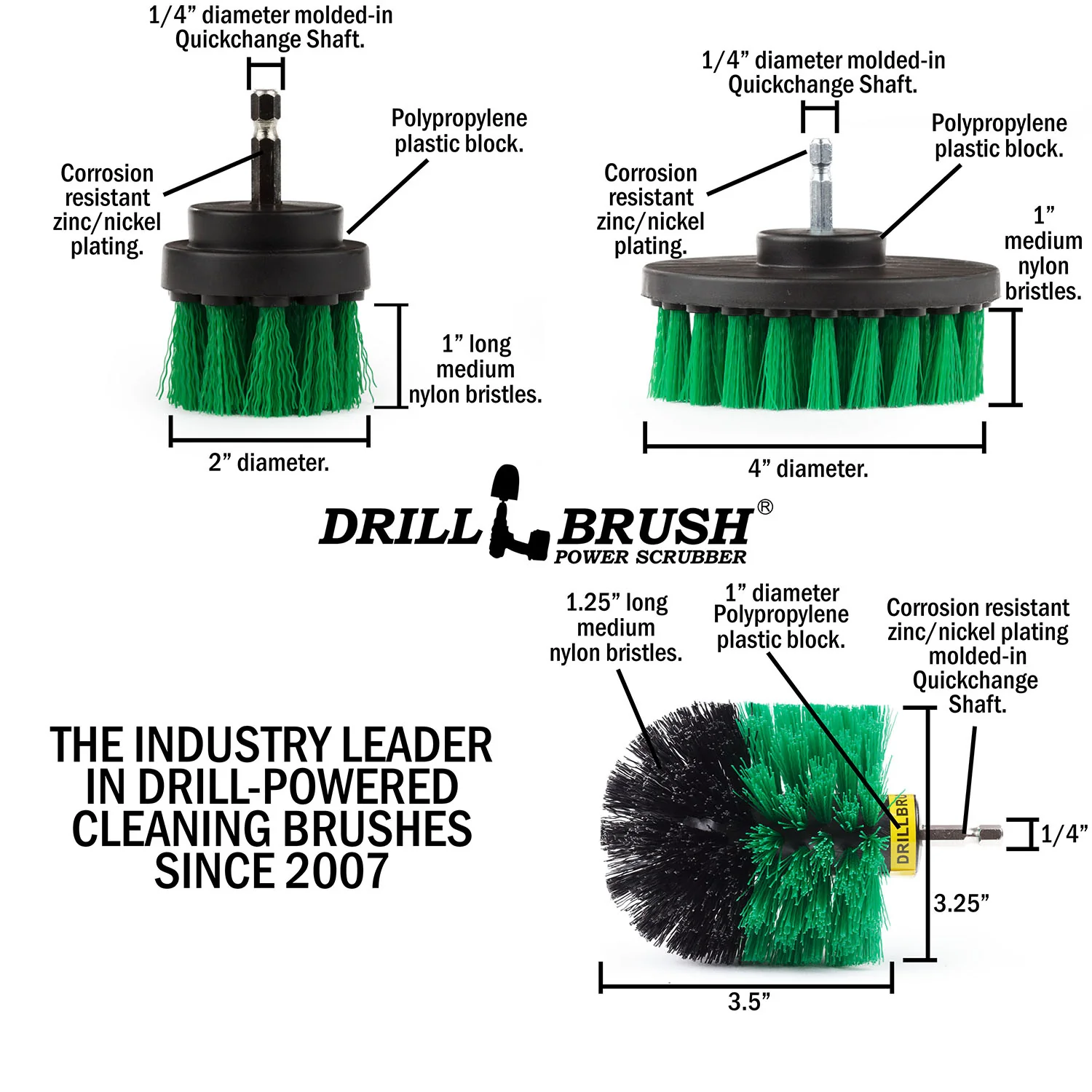 Medium Green 4in, 2in Short, & Original Brush Kit with Useful All-Purpose Cleaning Paste Bundle - Medium Bristles - 260g Multi-Purpose Cleaning Paste | G-S-42O-3V-QC-DB-UP1 - Image 5