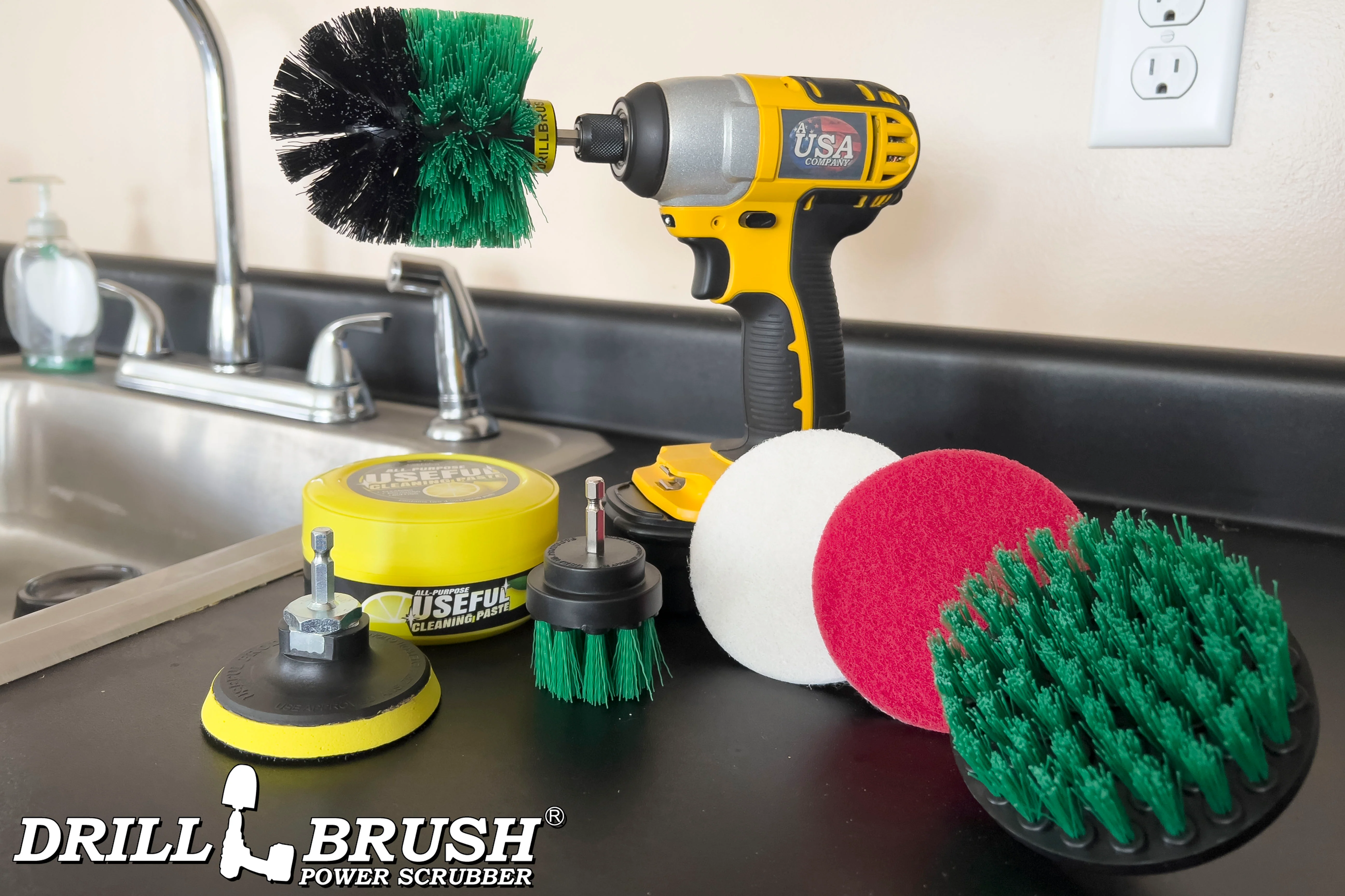Medium Green 4in, 2in Short, & Original Brush Kit with Useful All-Purpose Cleaning Paste Bundle - Medium Bristles - 260g Multi-Purpose Cleaning Paste | G-S-42O-3V-QC-DB-UP1 - Image 7