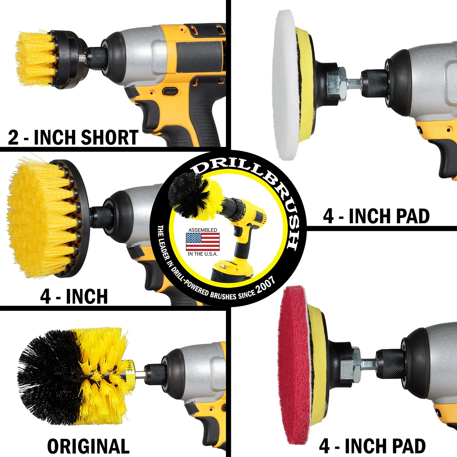 Medium Yellow 4in, 2in Short, & Original Brush Kit with Useful All-Purpose Cleaning Paste Bundle - Medium Bristles - 260g Multi-Purpose Cleaning Paste | Y-S-42O-3V-QC-DB-UP1 - Image 3
