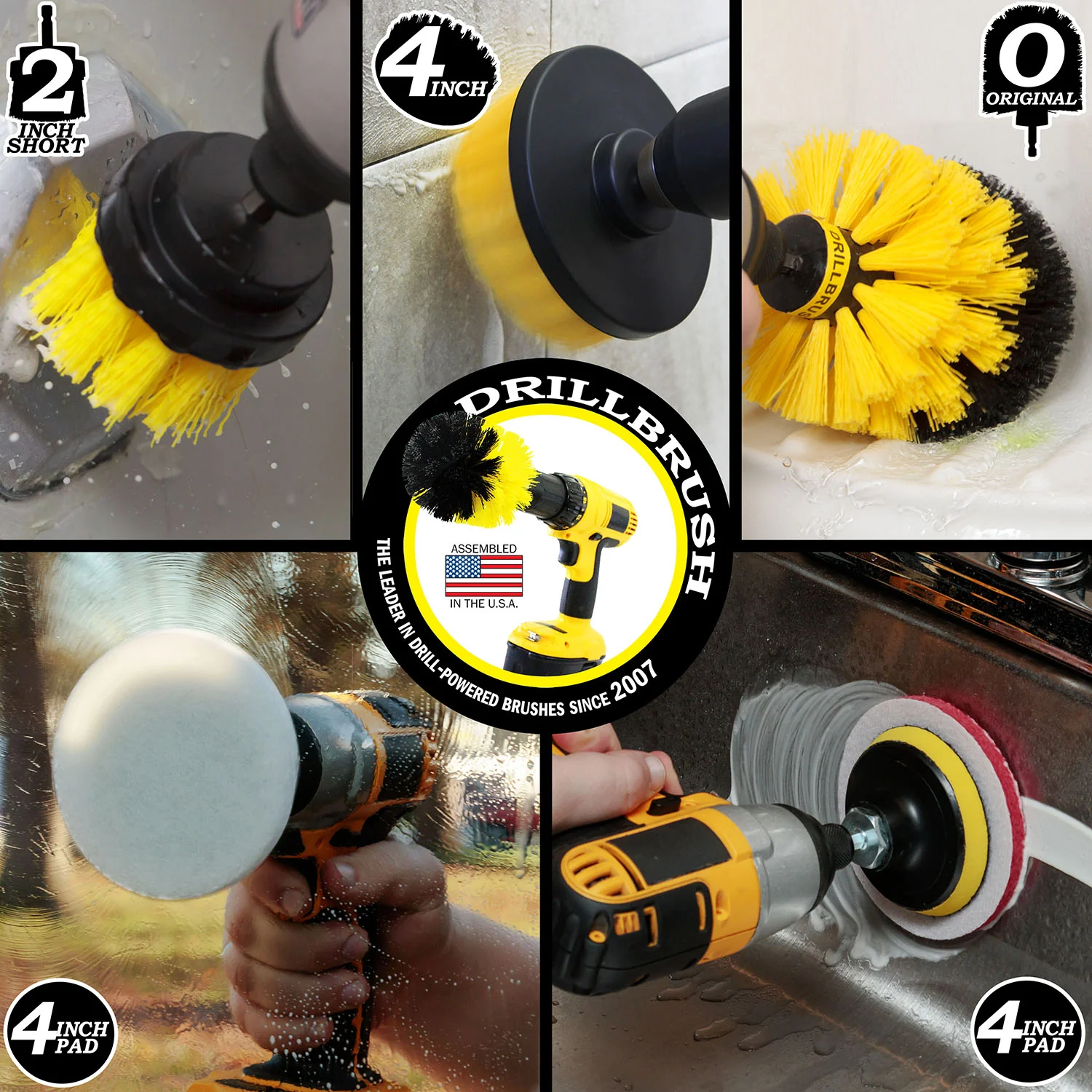 Medium Yellow 4in, 2in Short, & Original Brush Kit with Useful All-Purpose Cleaning Paste Bundle - Medium Bristles - 260g Multi-Purpose Cleaning Paste | Y-S-42O-3V-QC-DB-UP1 - Image 4