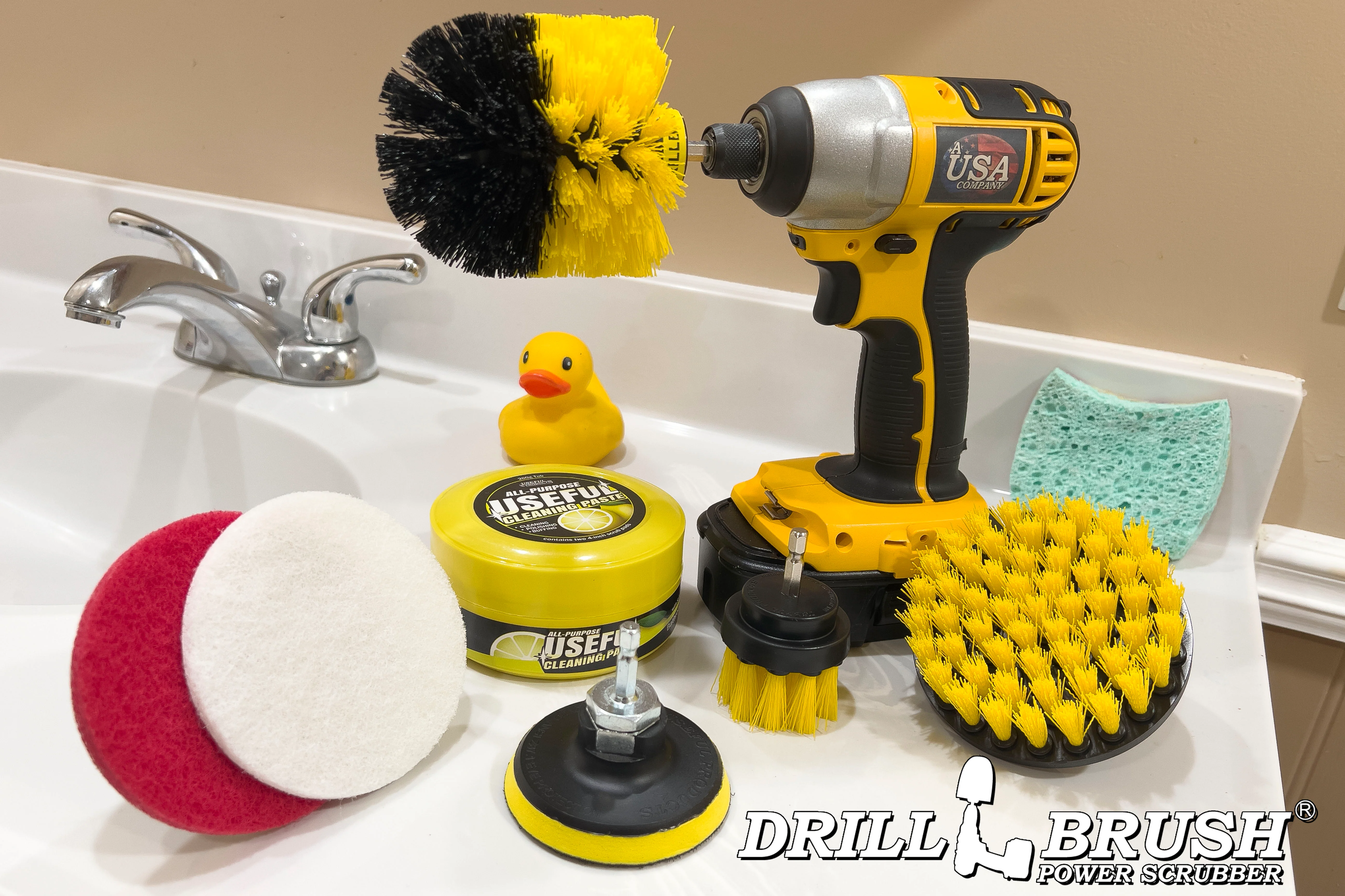 Medium Yellow 4in, 2in Short, & Original Brush Kit with Useful All-Purpose Cleaning Paste Bundle - Medium Bristles - 260g Multi-Purpose Cleaning Paste | Y-S-42O-3V-QC-DB-UP1 - Image 7