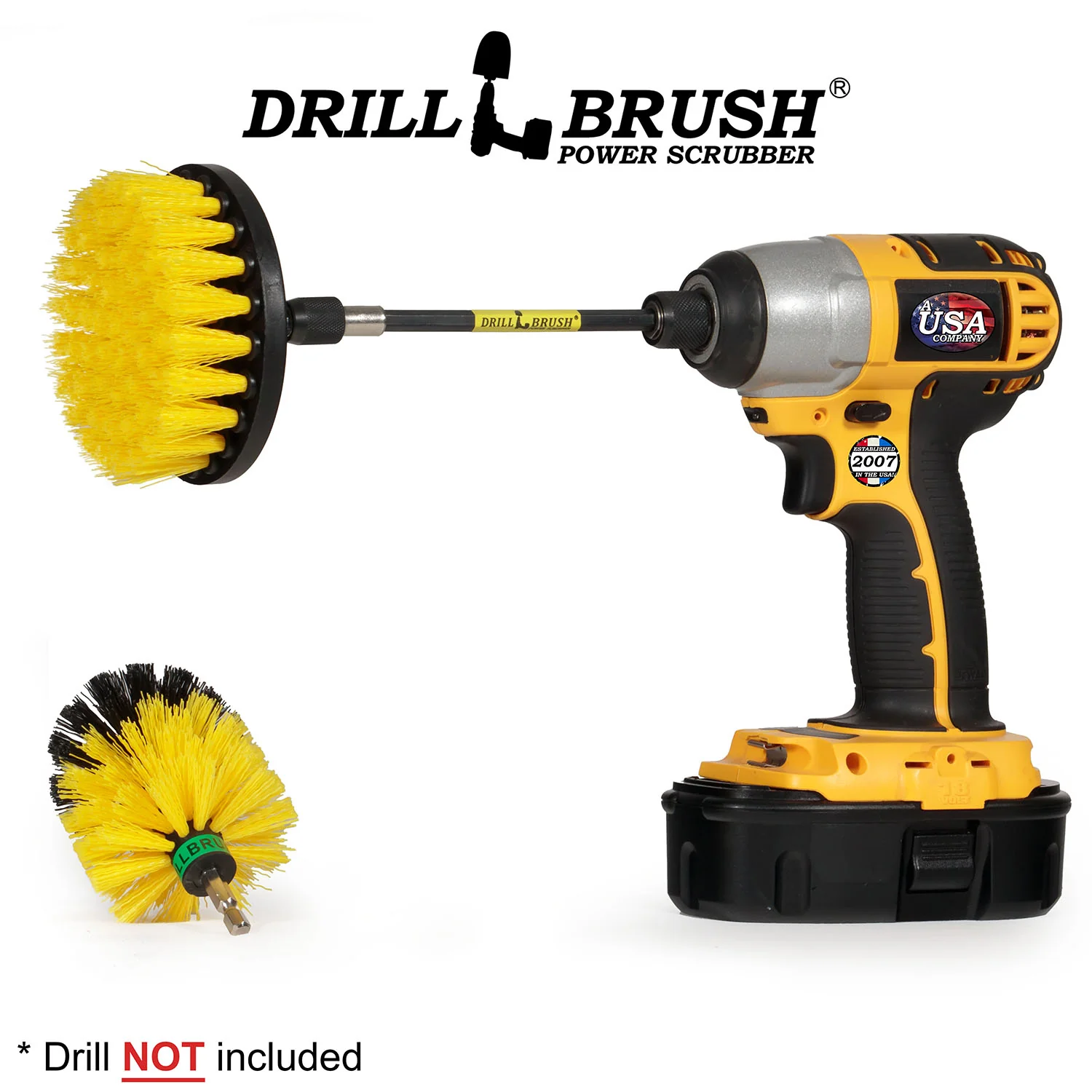 Mini & 4in Yellow Brushes - Medium Bristles - Bathroom & Shower Cleaning | Y-S-4M-5X-QC-DB - Image 3