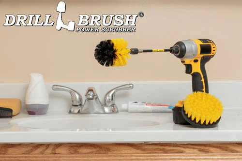 Mini & 4in Yellow Brushes - Medium Bristles - Bathroom & Shower Cleaning | Y-S-4M-5X-QC-DB - Image 6