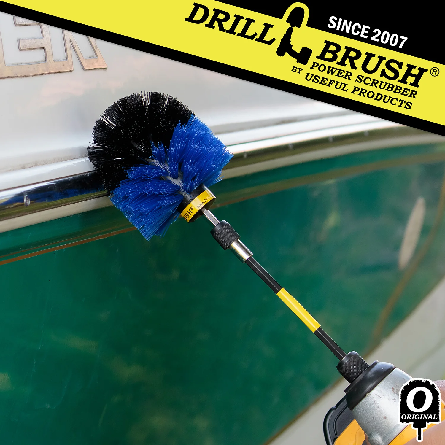 Original Blue Brush & 5in Ext. - Medium Bristles - Bullet Shaped - Pool & Marine | O-S-B-5X-QC-DB - Image 3