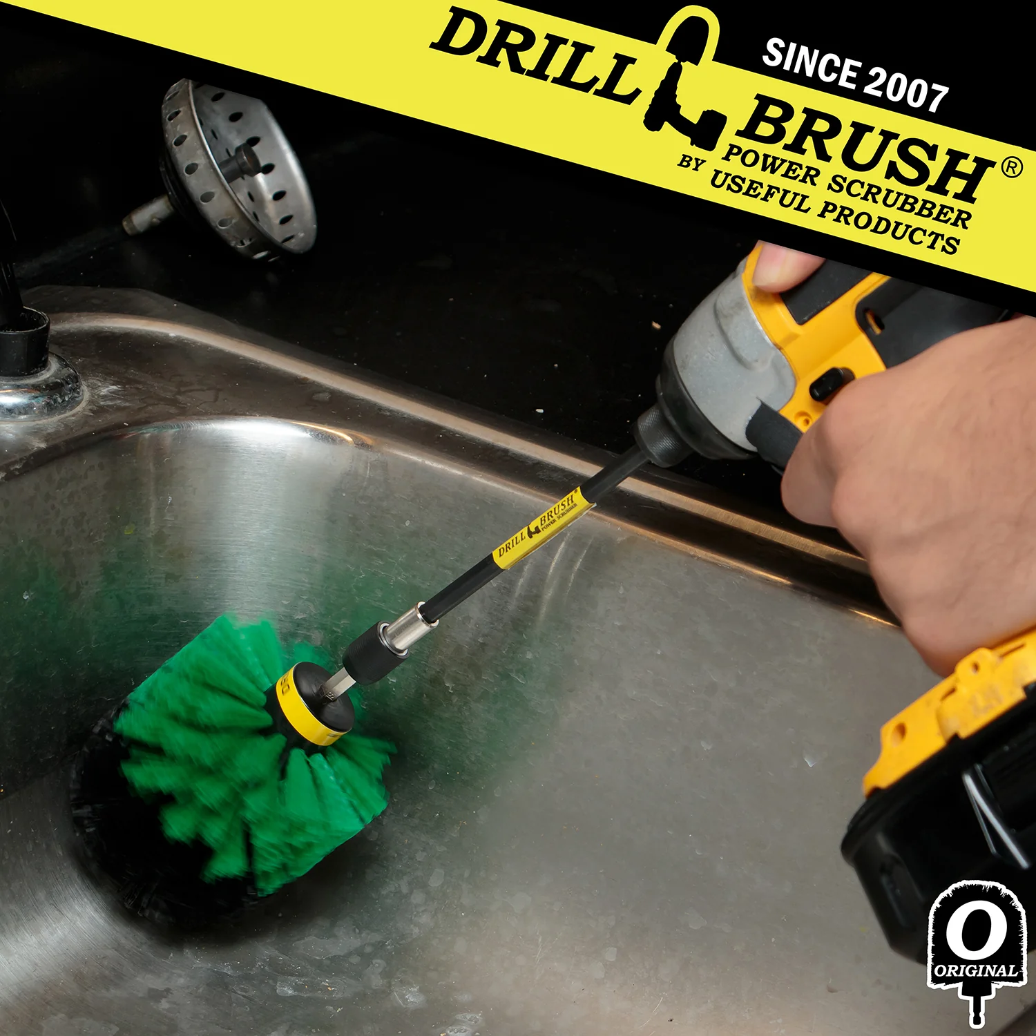 Original Green Brush & 5in Ext. - Medium Stiffness - Kitchen Sink & Fridge | O-S-G-5X-QC-DB - Image 3