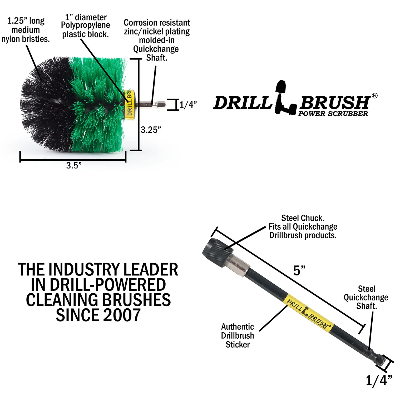 Original Green Brush & 5in Ext. - Medium Stiffness - Kitchen Sink & Fridge | O-S-G-5X-QC-DB - Image 4