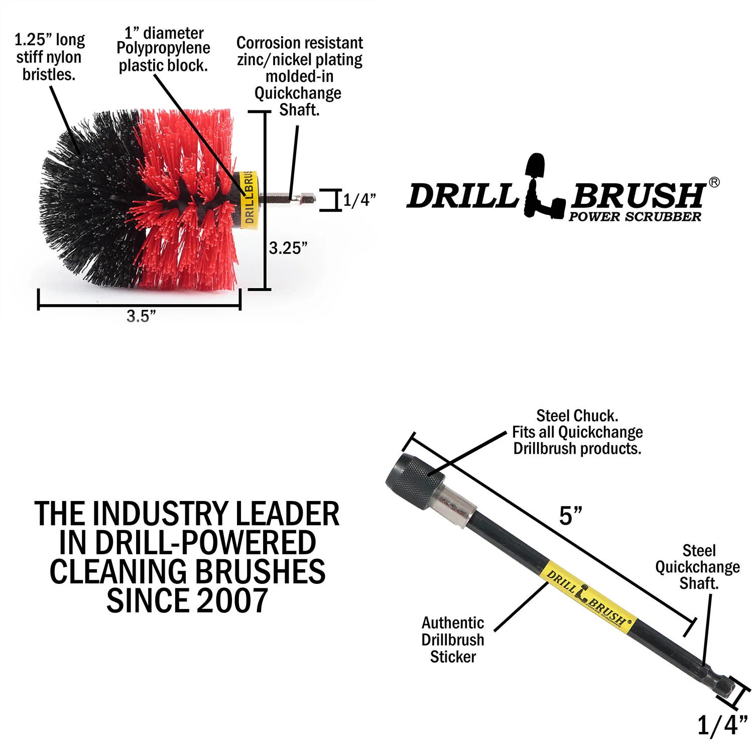 Original Red Brush & 5in Ext. - Stiff - Bullet Shaped - Masonry & Lawn Furniture | O-S-R-5X-QC-DB - Image 4