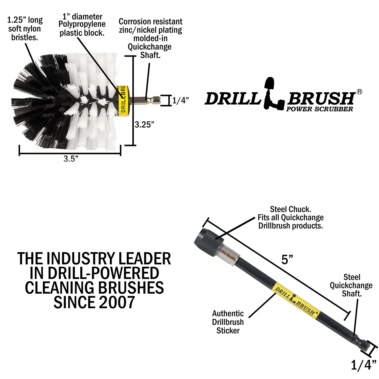 Original White Brush & 5in Ext. - Soft - Bullet Shaped - Home & Auto Cleaning | O-S-W-5X-QC-DB - Image 4
