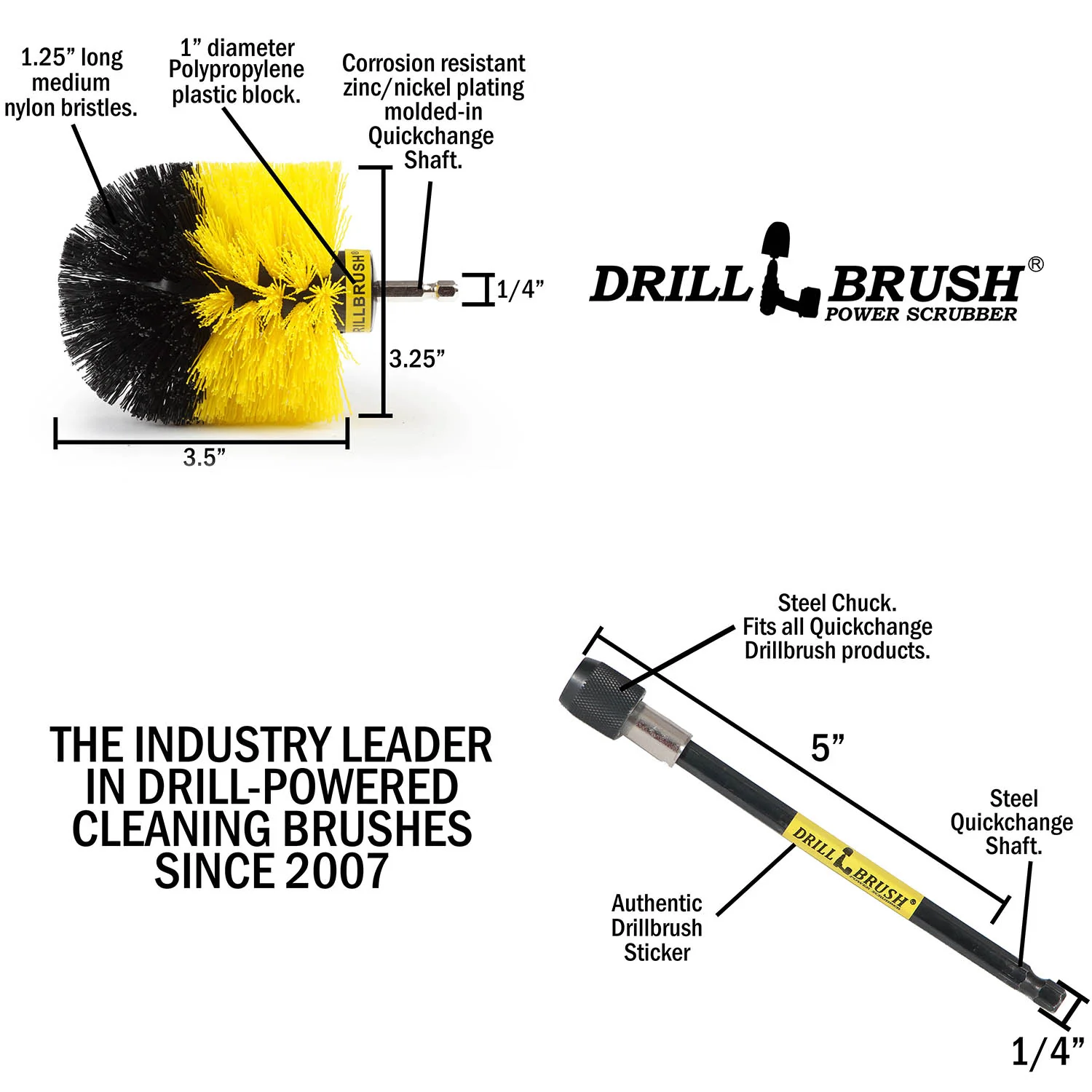 Original Black Brush & 5in Ext. - Medium Stiff - Bathroom Taps & Drains | O-S-Y-5X-QC-DB - Image 4