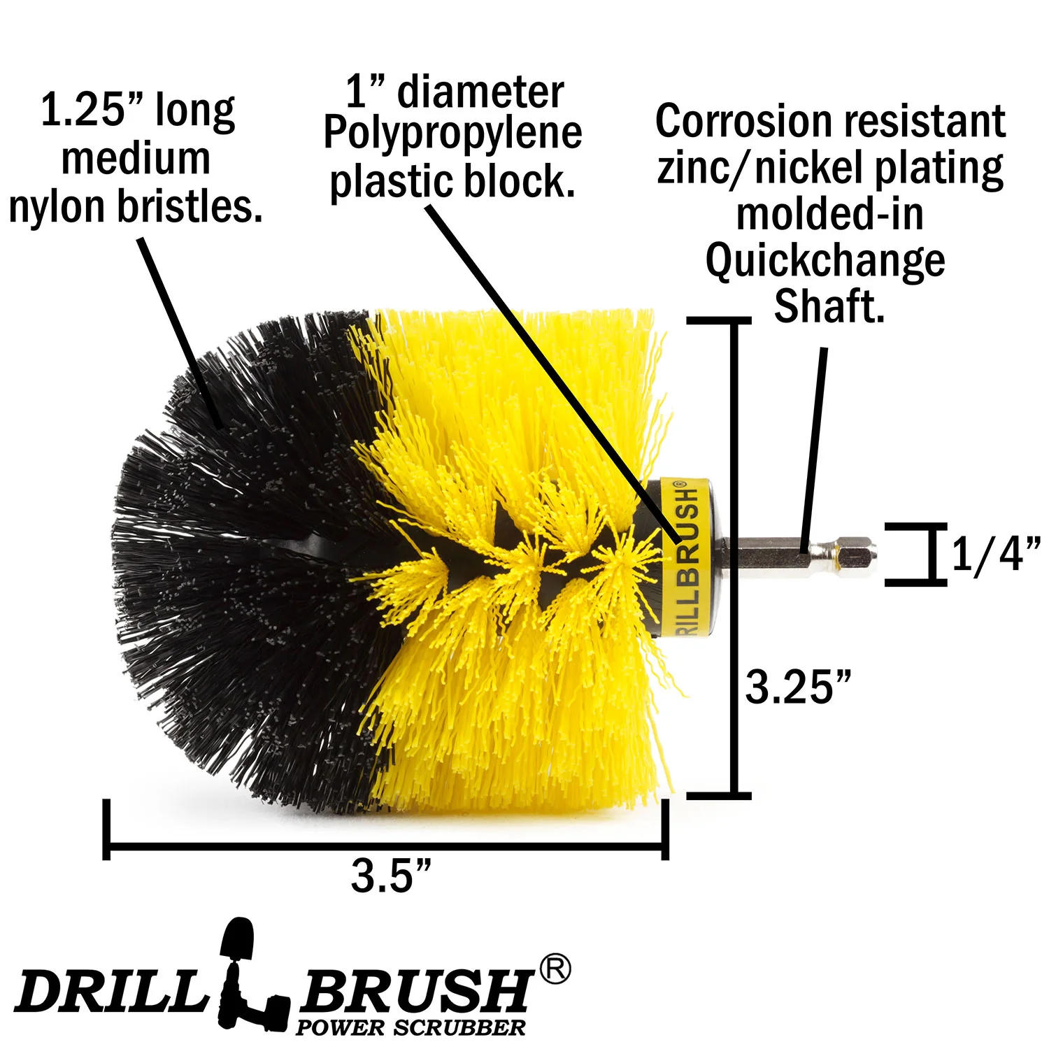 Original Yellow Brush - Medium Stiffness - Bullet Shaped - Bathroom & Shower | O-S-Y-QC-DB - Image 4