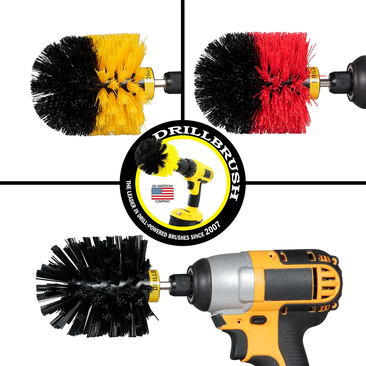 Original Brush 3-Pc. Kit - Medium, Stiff, & Ultra Stiff - Bathroom, Outdoor, & Grill | O-S-YRK-QC-DB - Image 3