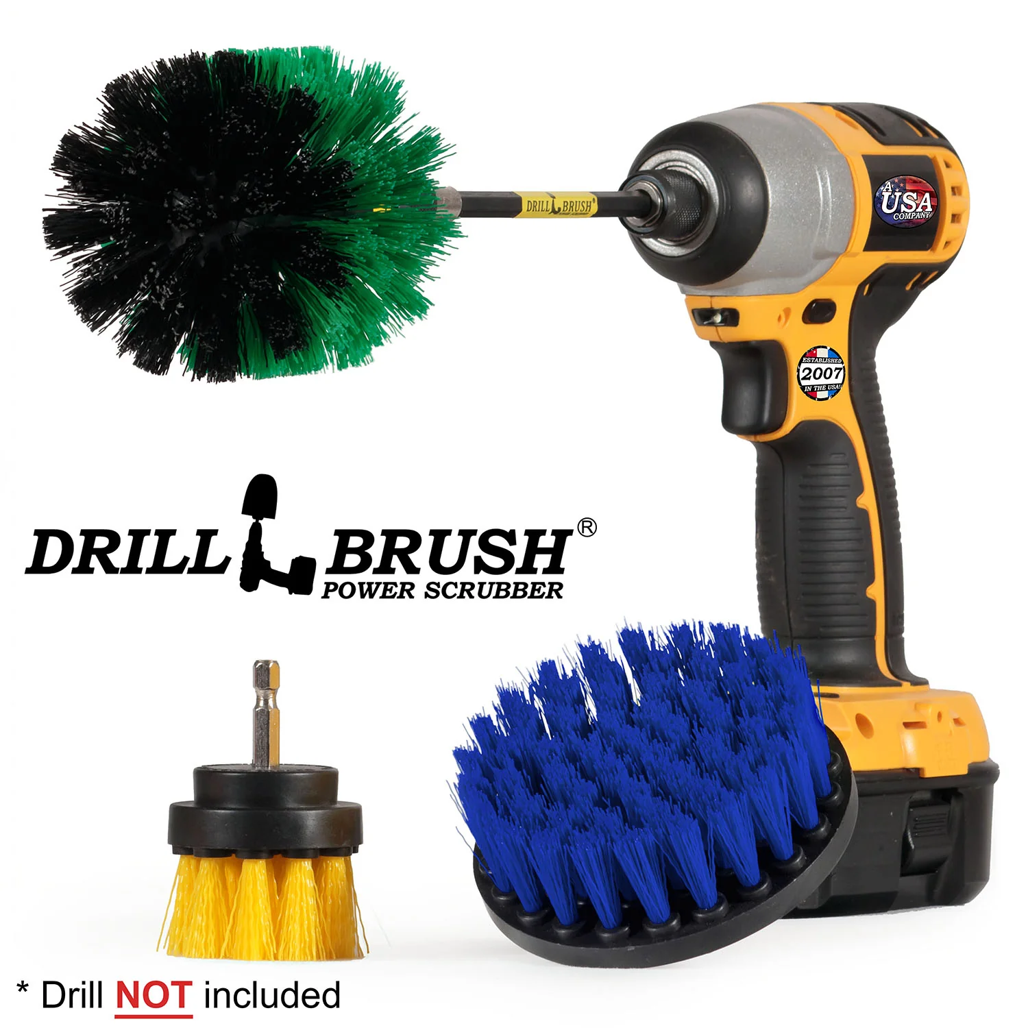 Original, 4 inch, and 2 inch Short Brushes with 5 inch Extension - Medium Bristles - General Cleaning | Y2-GO-B4-S-5X-QC-DB - Image 3