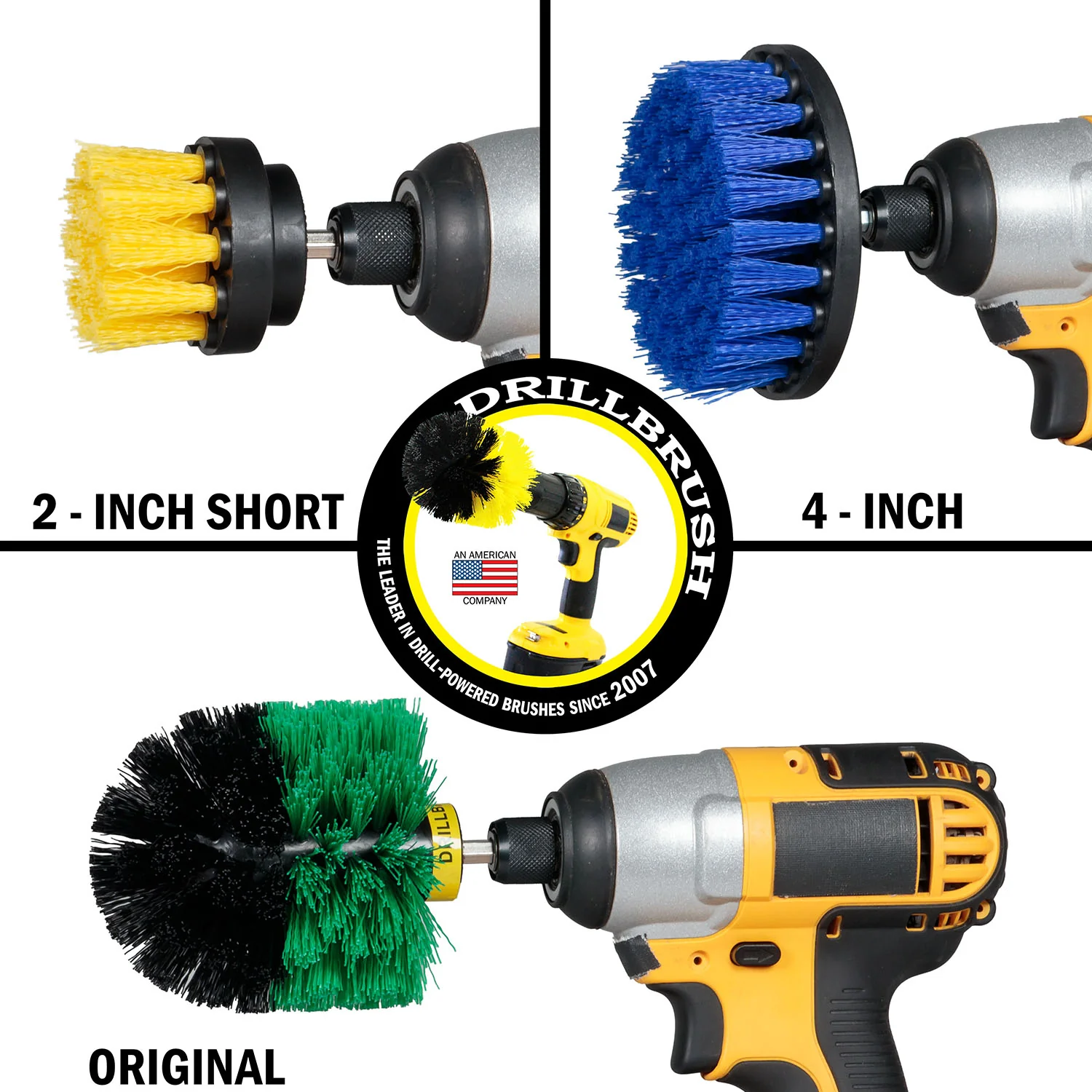Original, 4in, & 2in Variety Brushes - Medium Bristles - General Household Cleaning | Y2-GO-B4-S-QC-DB - Image 3