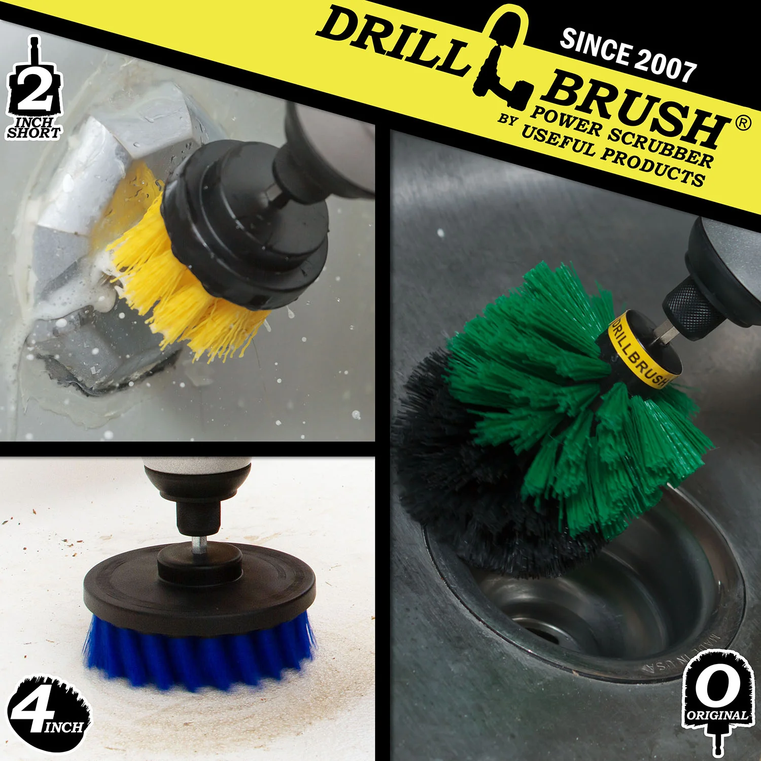 Original, 4in, & 2in Variety Brushes - Medium Bristles - General Household Cleaning | Y2-GO-B4-S-QC-DB - Image 4