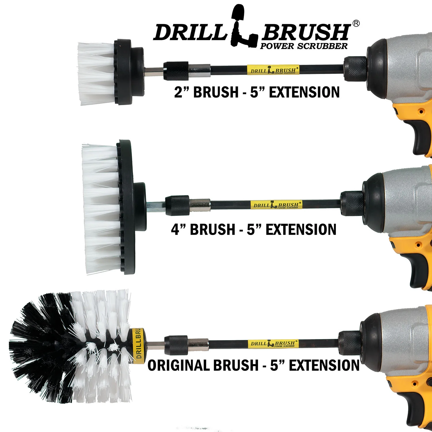 Original, 4in, & 2in White Brushes w/5in Ext. - Soft - Home & Auto | W-S-42O-5X-QC-DB - Image 3