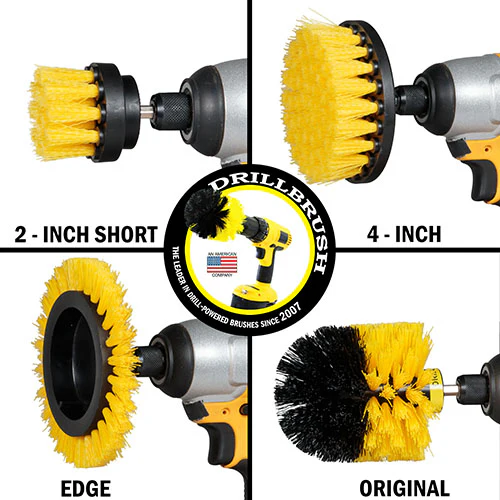 Edge, Original, 4in, & 2in Yellow Brushes w/4in Pads - Medium - Bathroom & Tub | S-YE42O-P4-WRB-3V-QC-DB - Image 3