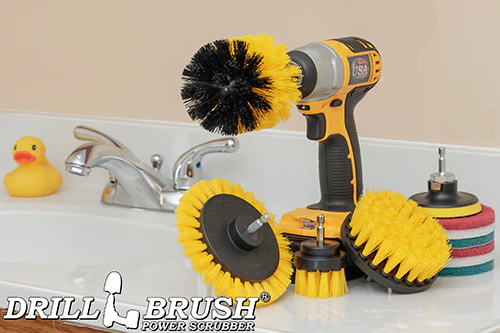 Edge, Original, 4in, & 2in Yellow Brushes w/4in Pads - Medium - Bathroom & Tub | S-YE42O-P4-WRB-3V-QC-DB - Image 8
