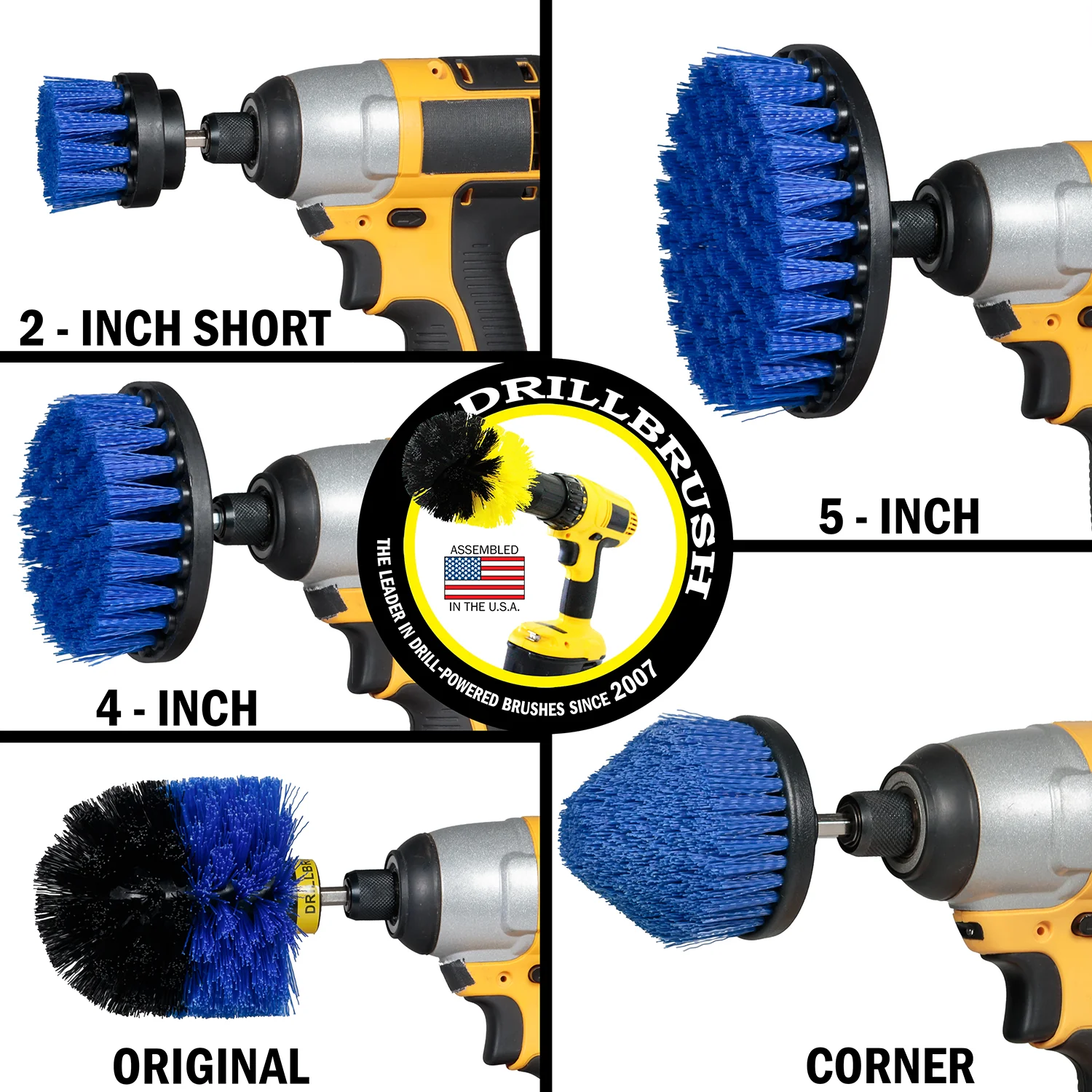 Original, 4in, 5in, 2in Short, and Corner Blue Brushes - Medium Bristles - Marine & Pool Cleaning | B-S-542CO-QC-DB - Image 3