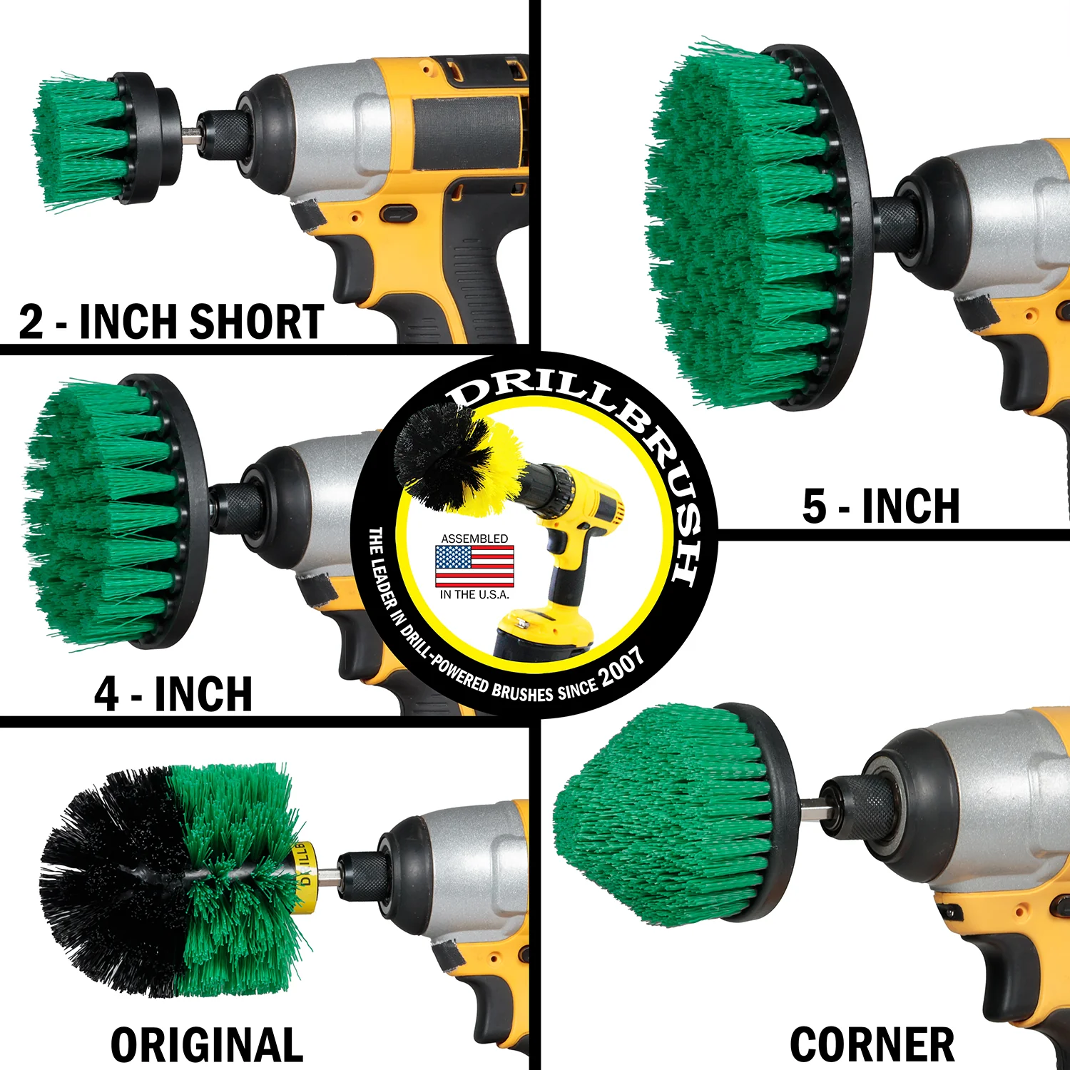 Original, 4in, 5in, 2in Short, and Corner Green Brushes - Medium Stiffness - Kitchen Cleaning | G-S-542CO-QC-DB - Image 3