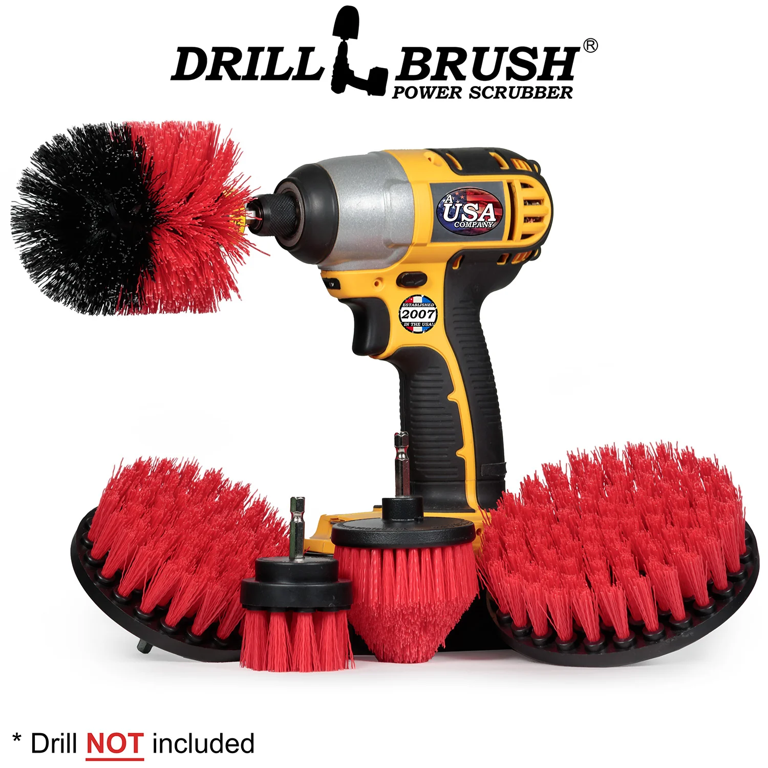 Original, 4in, 5in, 2in Short, and Corner Red Brushes - Stiff Bristles - Outdoor & Patio Cleaning | R-S-542CO-QC-DB - Image 2