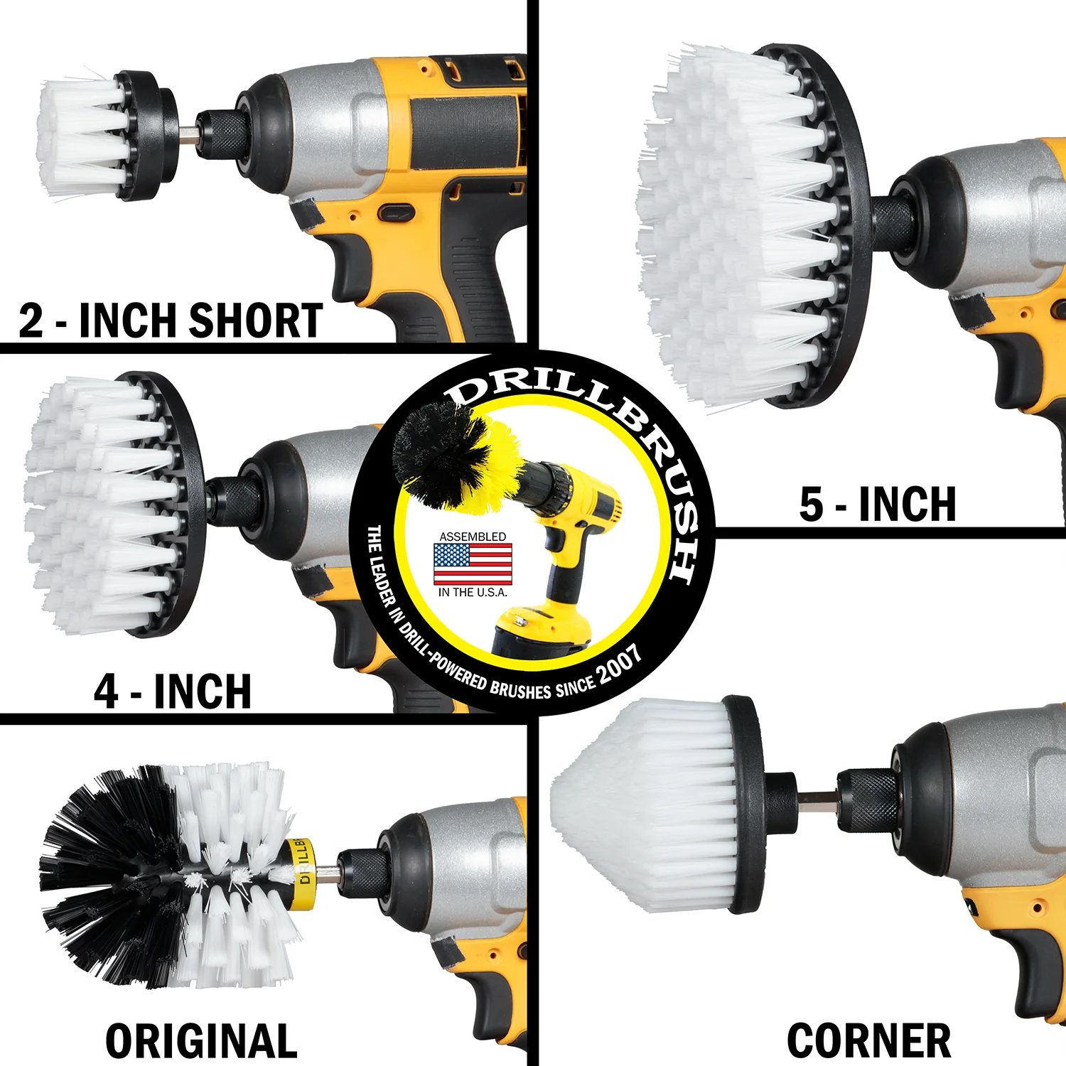 Original, 4in, 5in, 2in Short, and Corner White Brushes - Soft Bristles - Home & Auto Cleaning | W-S-542CO-QC-DB - Image 5