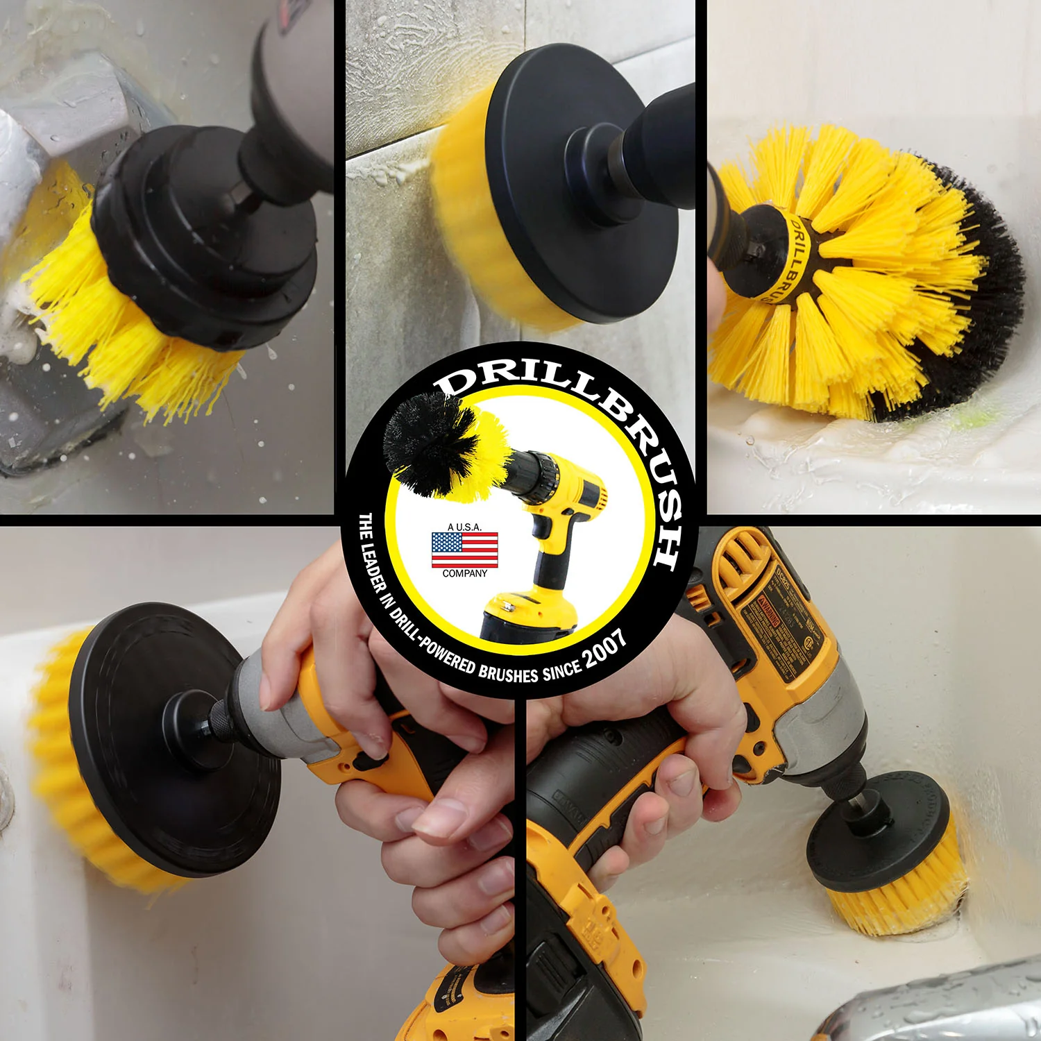 Original, 4in, 5in, 2in Short, and Corner Yellow Brushes - Medium Stiffness - Bathroom & Shower Cleaning | Y-S-542CO-QC-DB - Image 4