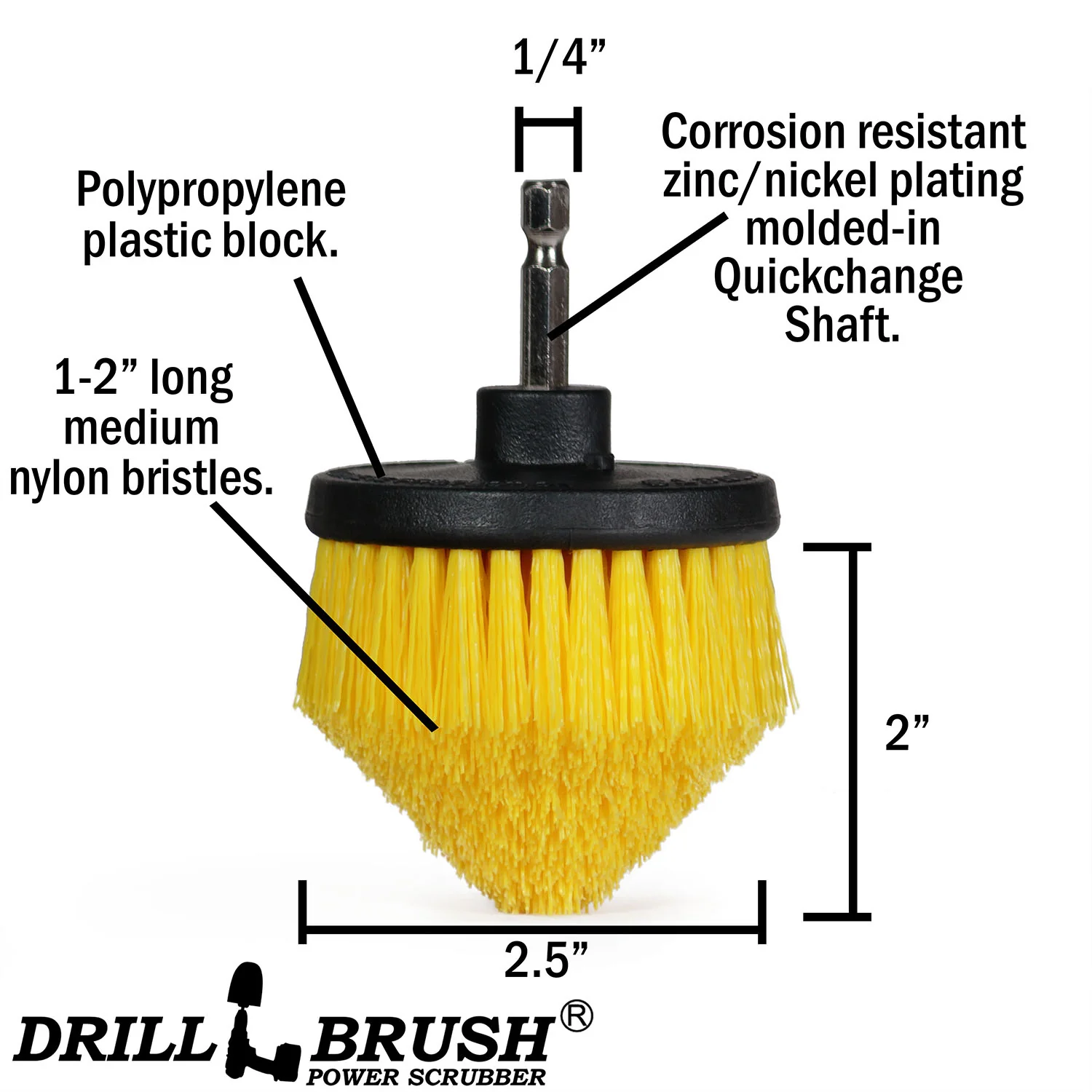Original, 4in, 5in, 2in Short, and Corner Yellow Brushes - Medium Stiffness - Bathroom & Shower Cleaning | Y-S-542CO-QC-DB - Image 6