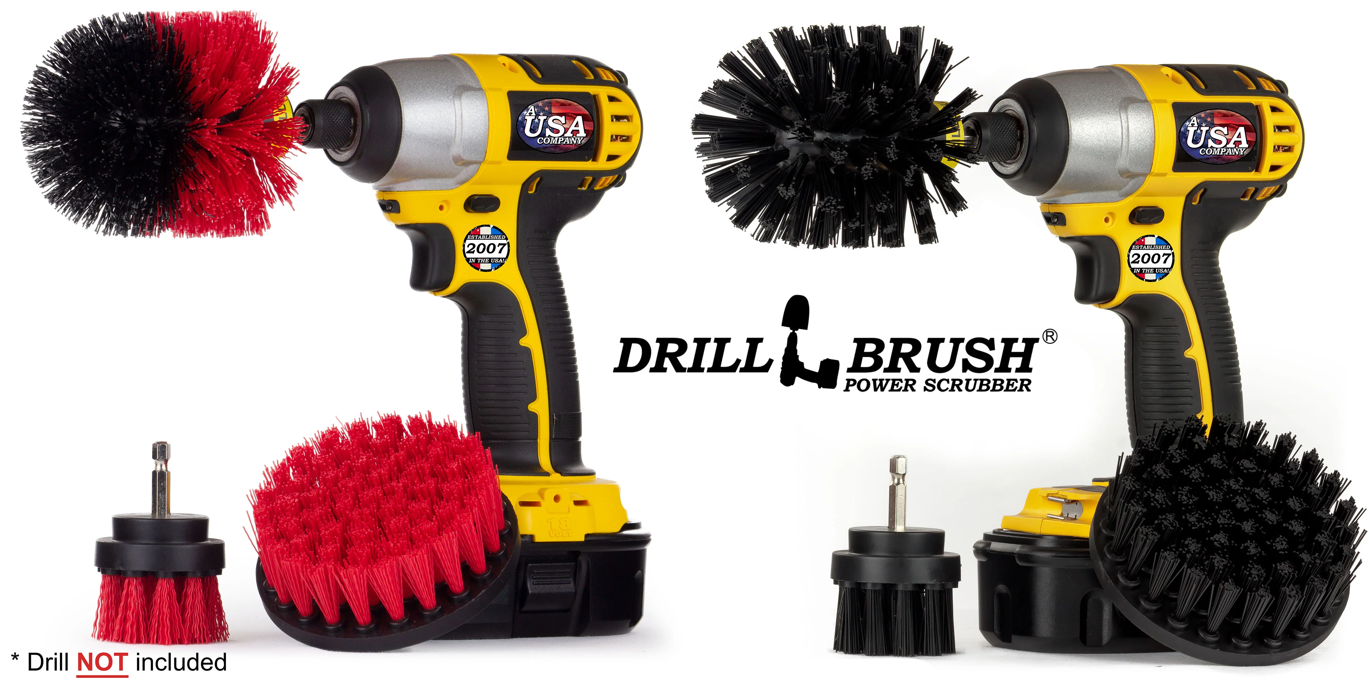 Original, 4in, and 2in Red and Black Brush Bundle Pack - Stiff & Ultra Stiff Bristles - Outdoor, Patio, Grill & Industrial Cleaning | S-R42O-K42O-QC-DB - Image 5