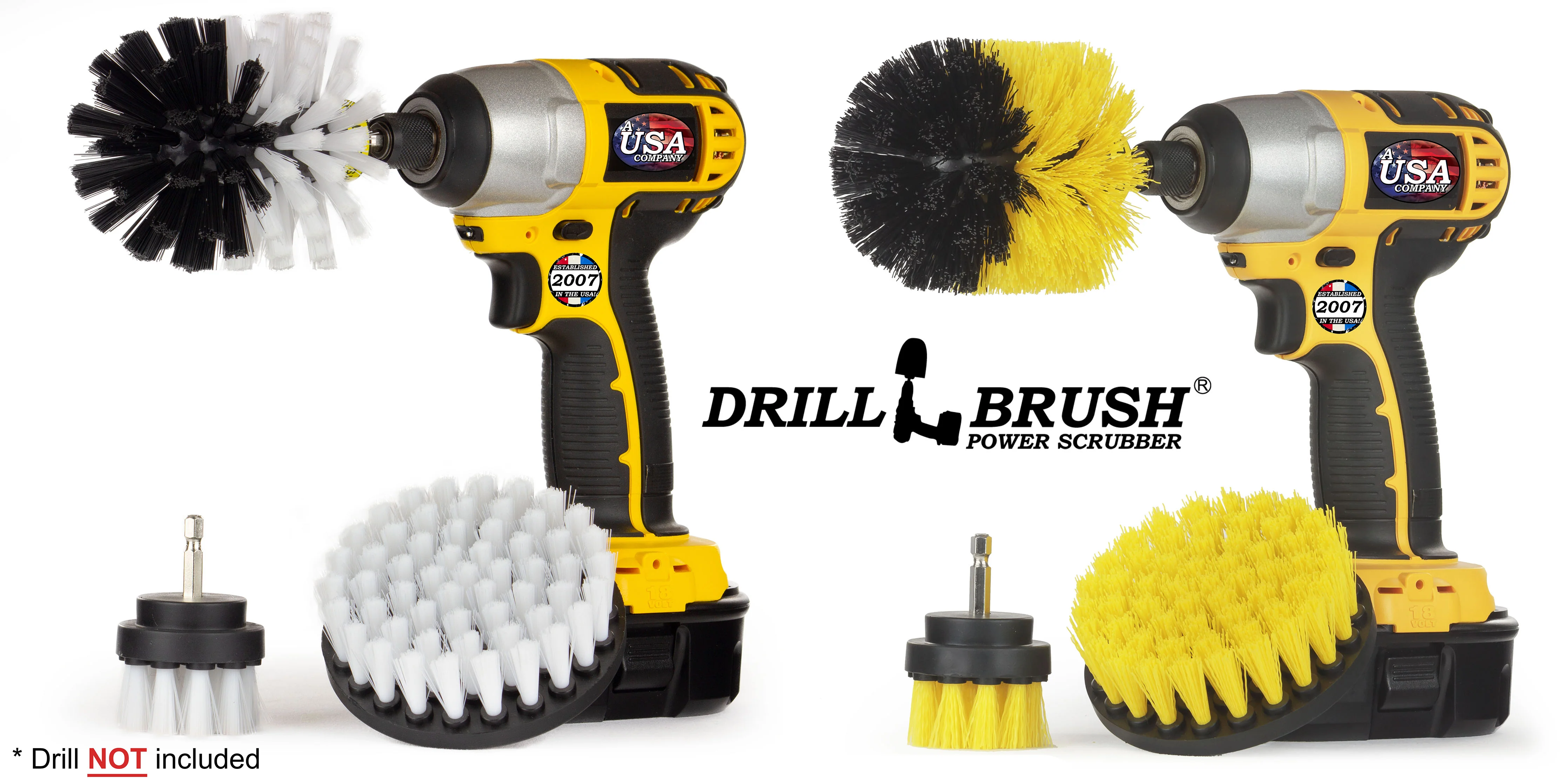 Original, 4in, and 2in White and Yellow Brush Bundle Pack - Soft & Medium Bristles - Home, Bathroom, & Auto Cleaning | S-W42O-Y42O-QC-DB - Image 5