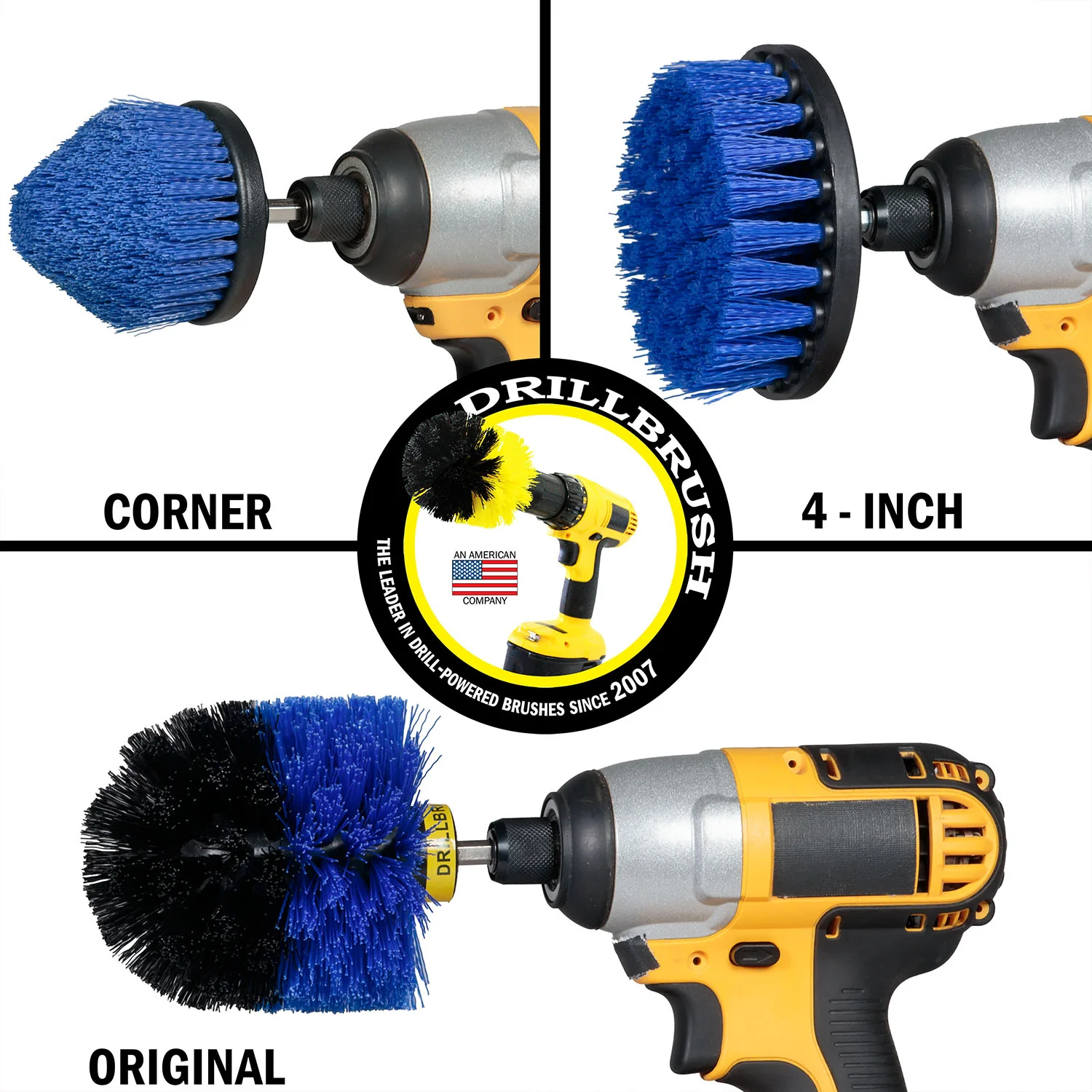 Original, 4in, and Corner Blue Brushes - Medium Bristles - Marine & Pool Cleaning | B-S-4CO-QC-DB - Image 3